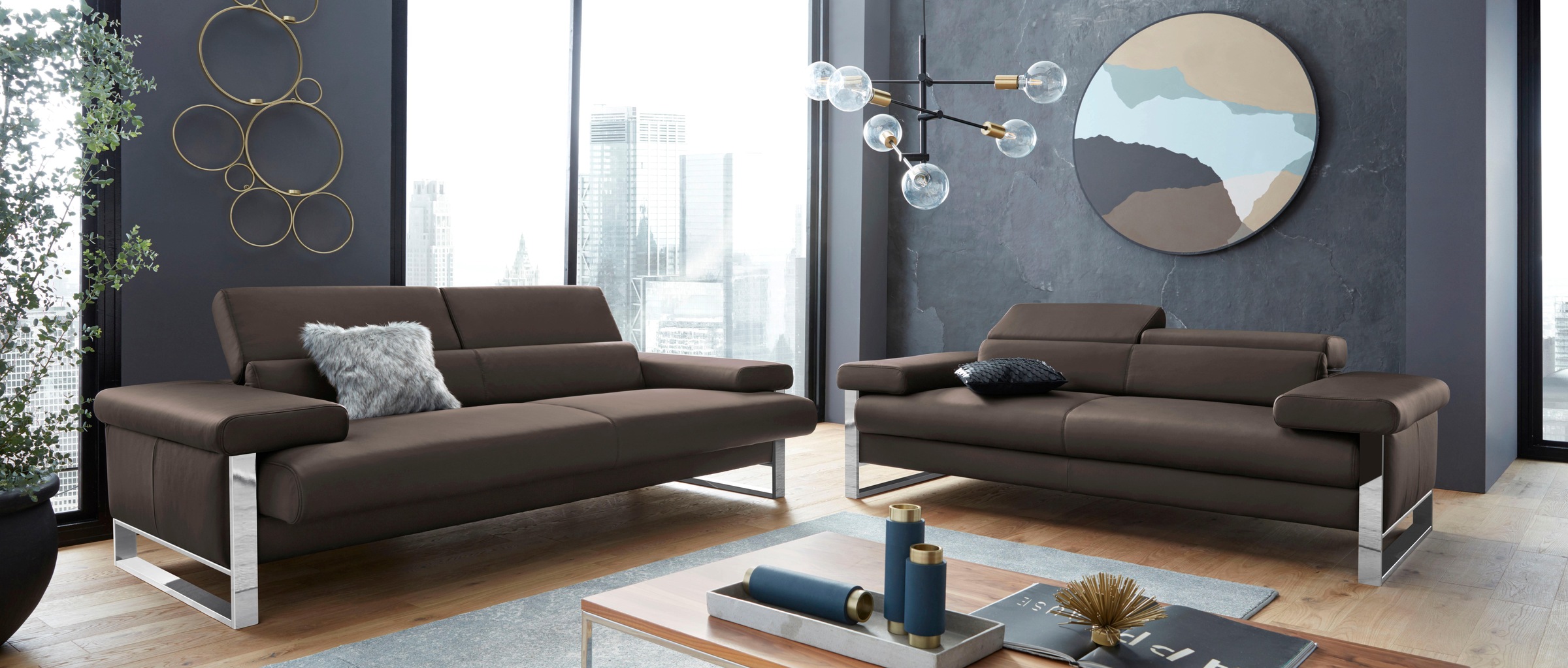 W.SCHILLIG 2-Sitzer »finn«, German Design Award 2016, Fußgestell Chrom glänzend, Breite 230 cm
