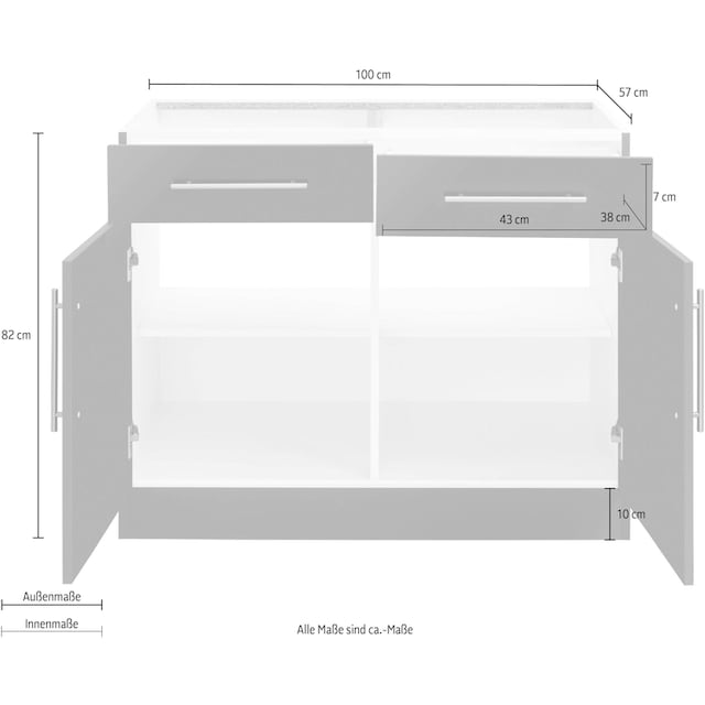 wiho Küchen Unterschrank »Cali«, 100 cm breit, ohne Arbeitsplatte | BAUR