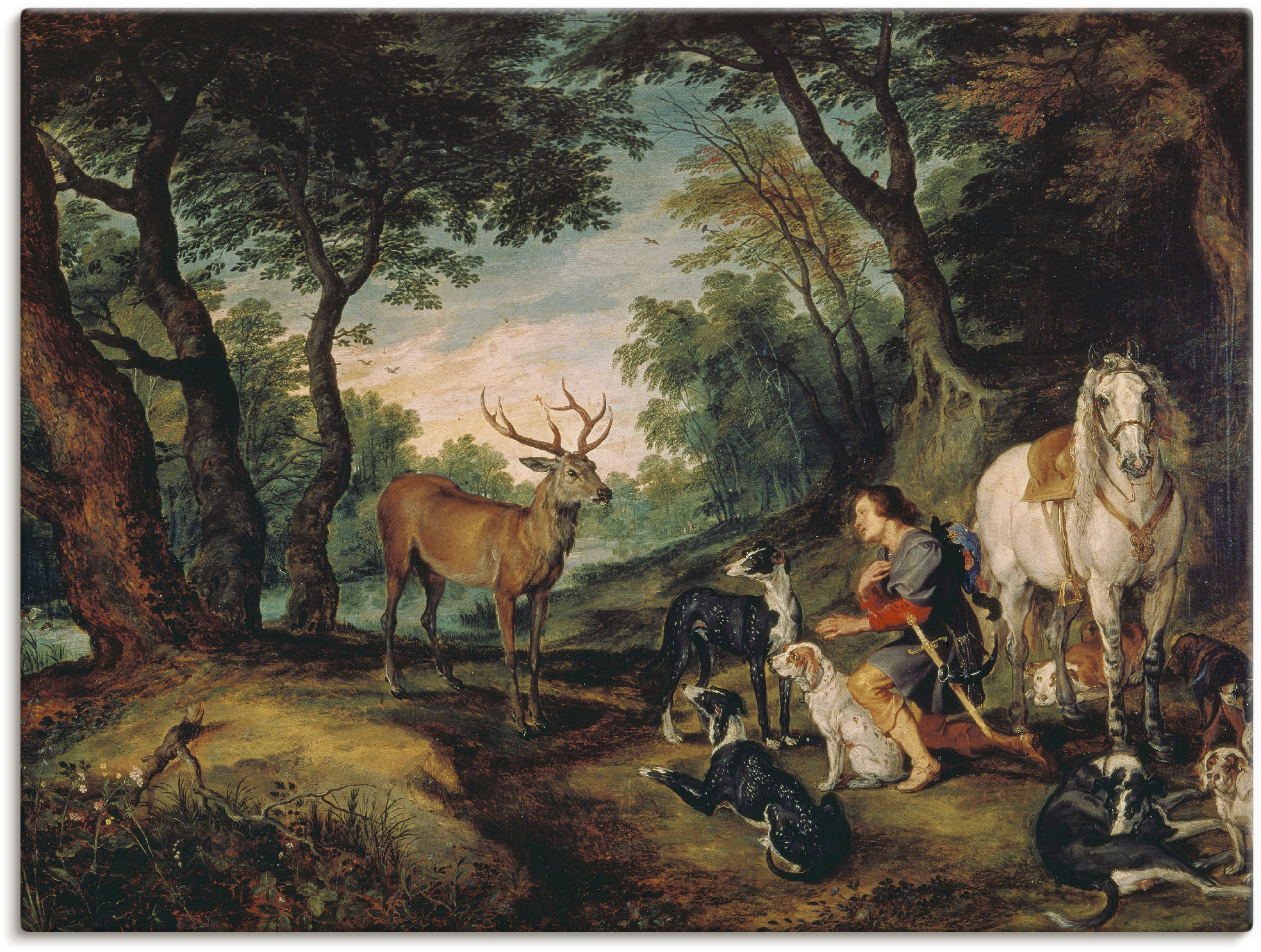 Artland Leinwandbild "Der heilige Hubertus." Mann 1 Stk. tlg. auf Holzrahmen gespannt