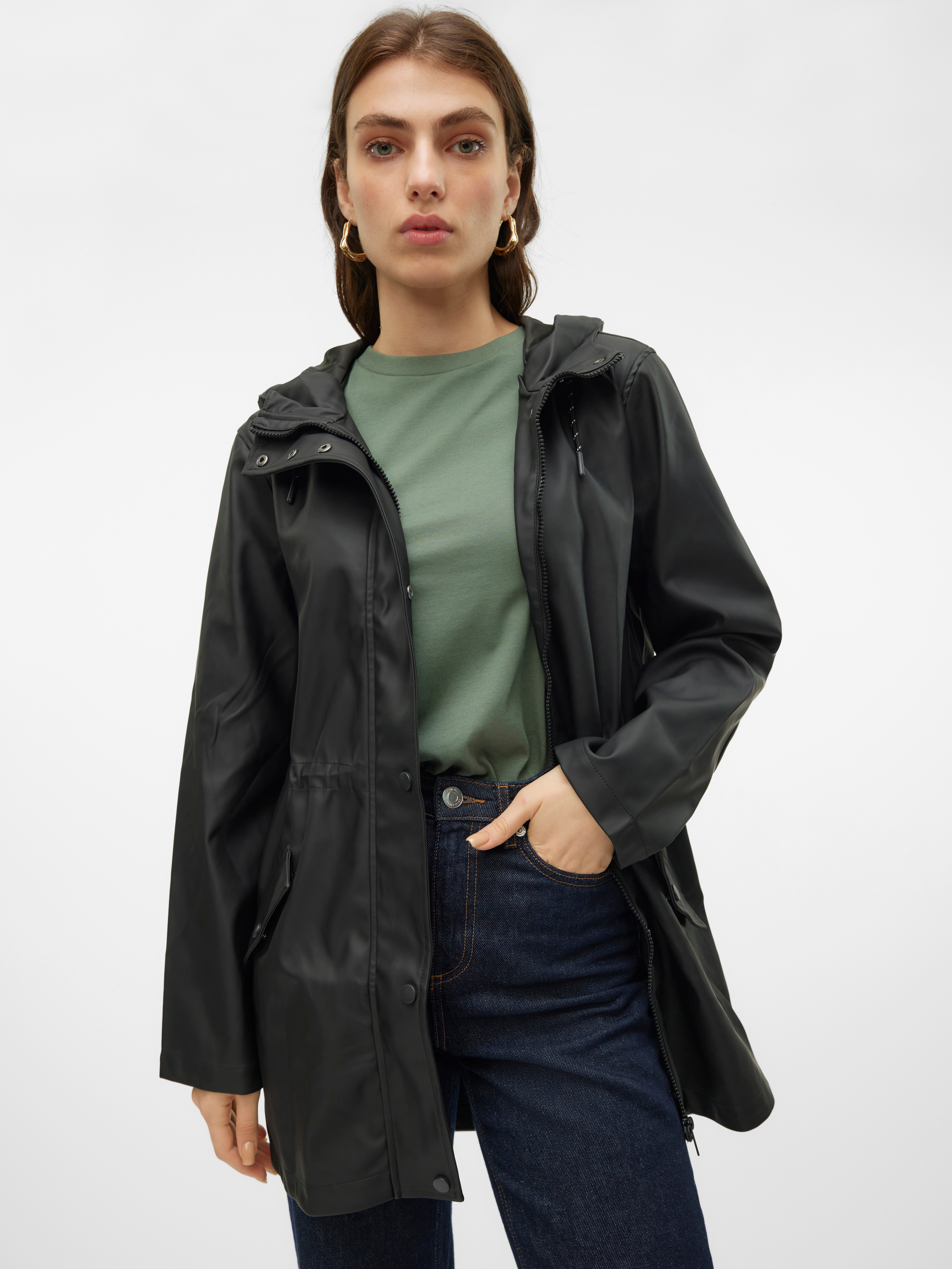 Thumbnail - Vero Moda Regenjacke "VMMALOU COATED JACKET" mit Kapuze Lederimitat