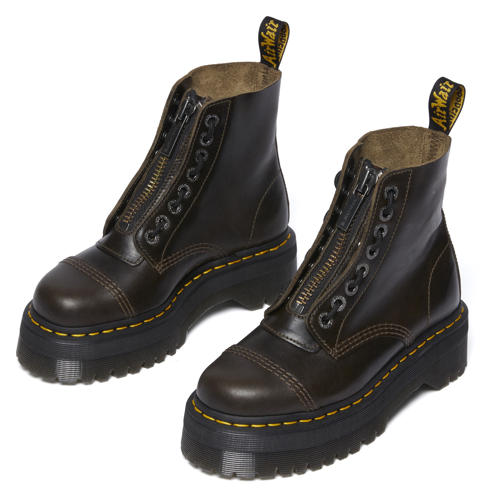 Thumbnail - DR. MARTENS Schnürboots "Sinclair Leder Plateaustiefel", Schlupfboots mit Vorder-Reißverschluss, Zierschnürung, Plateaus...