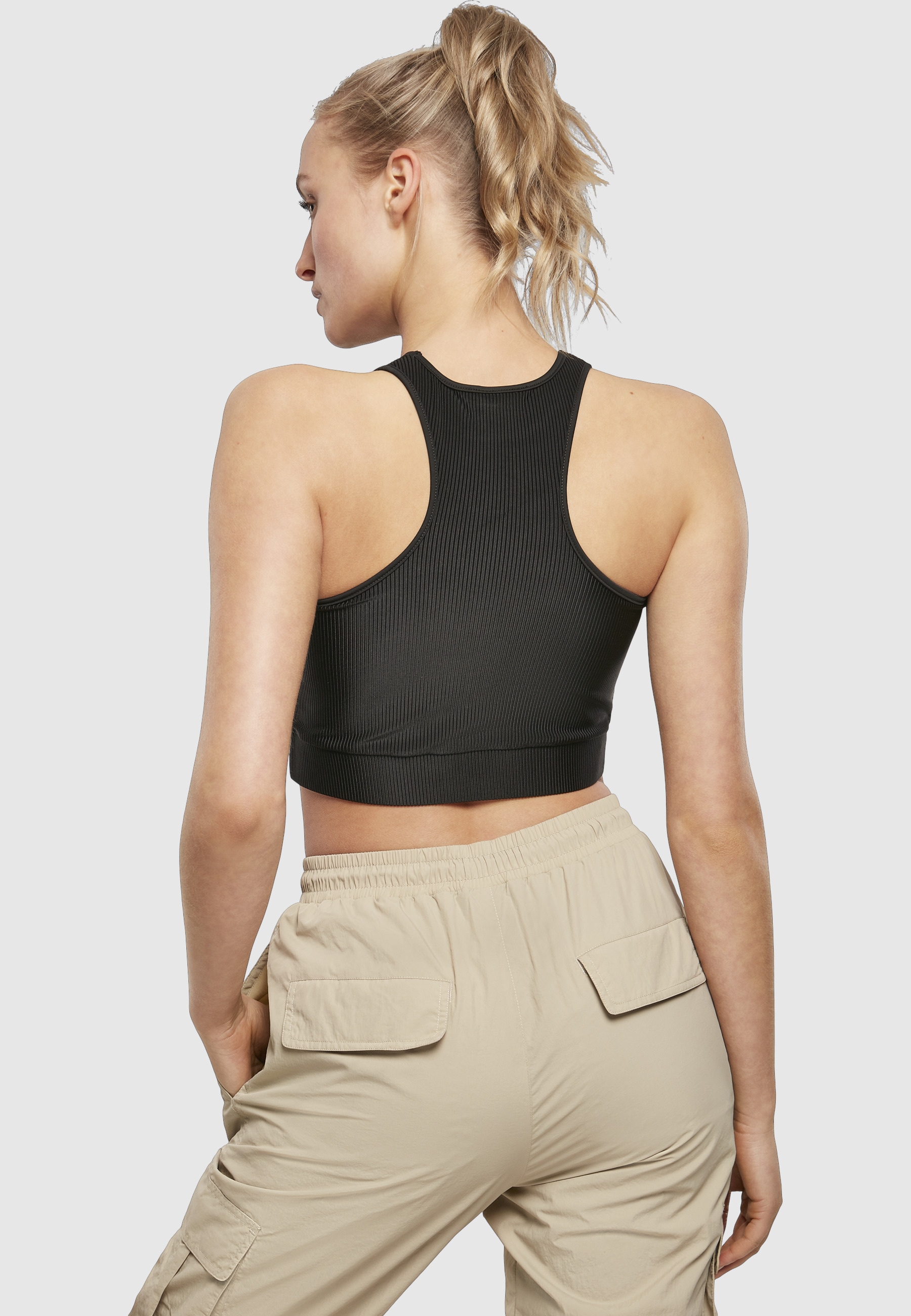 URBAN CLASSICS Sport-BH »Urban Classics Damen Ladies Cropped Shiny Rib Top«