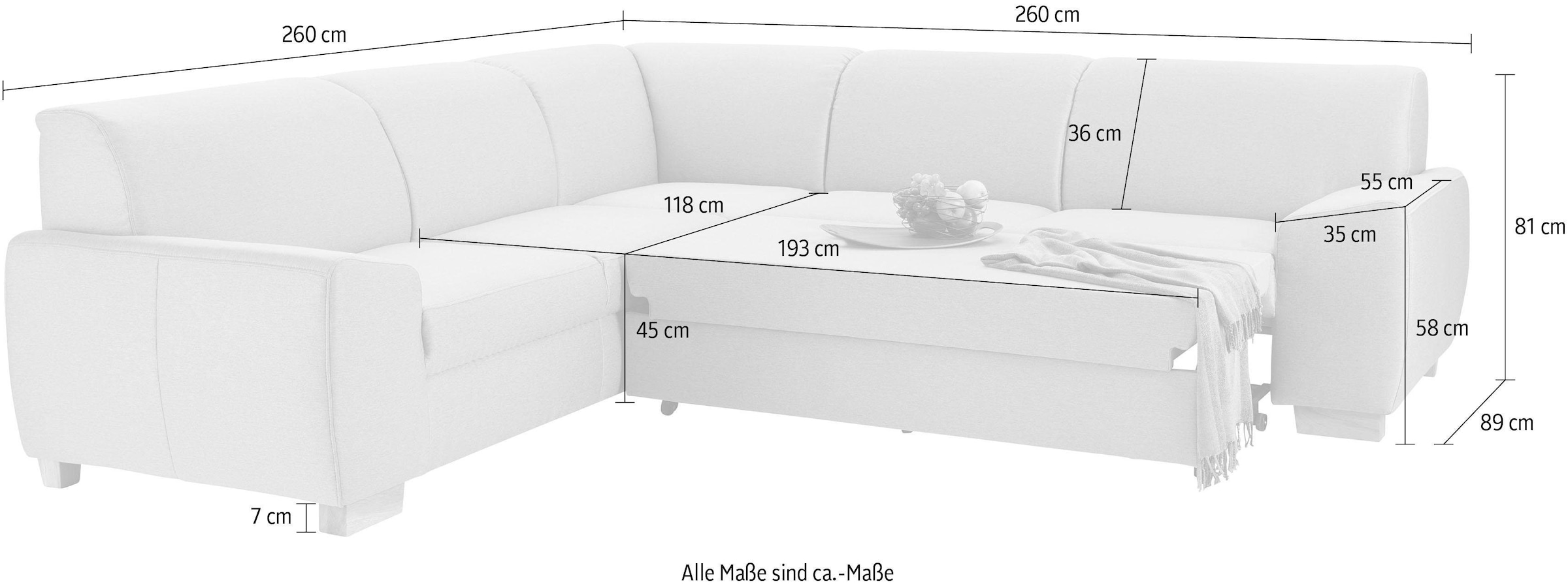 DOMO collection Ecksofa »Incanto kubische Formensprache, komfortabel, flache Armlehnen, L-Form«, wahlweise mit Bettfunktion