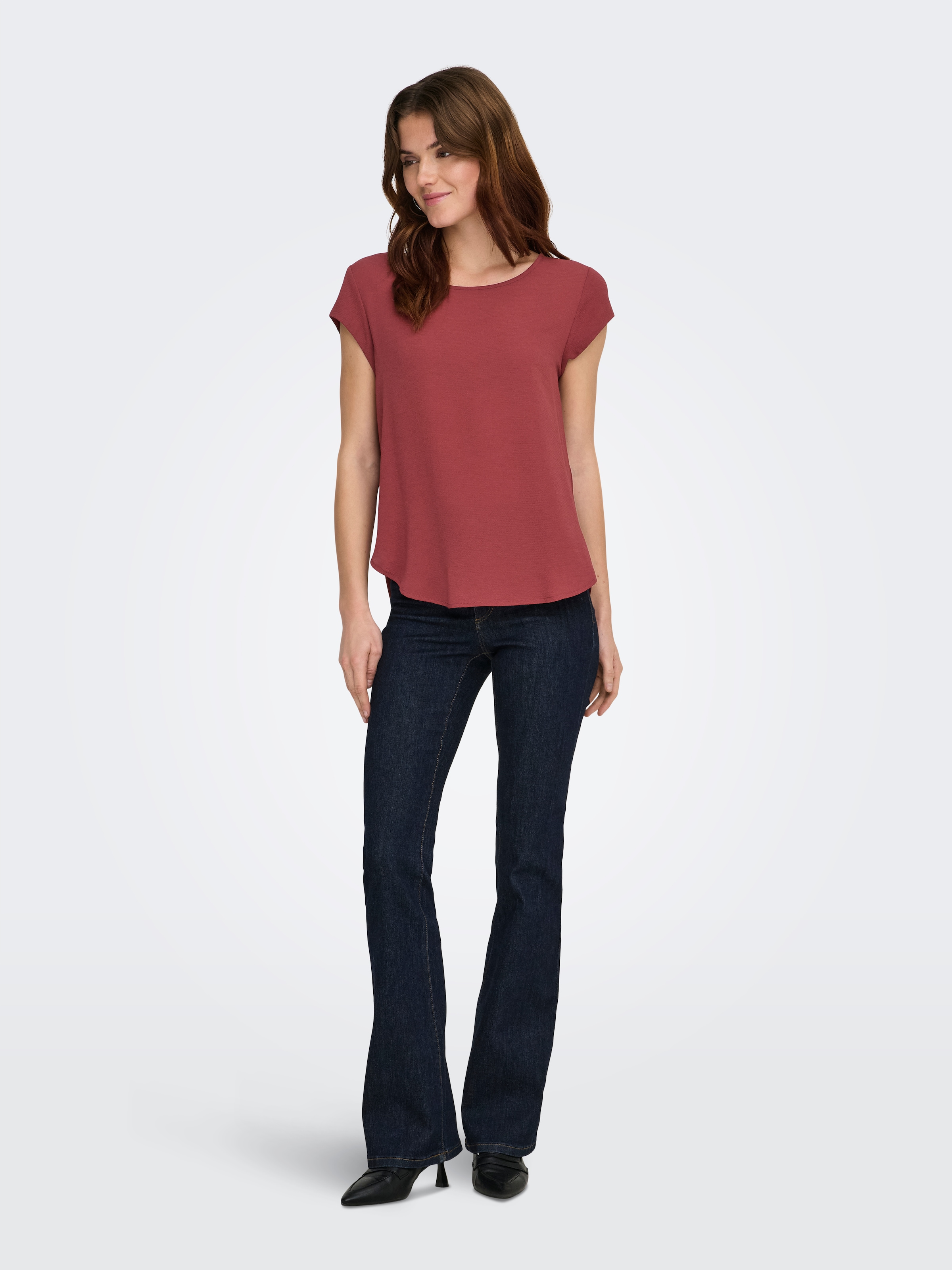 ONLY Kurzarmbluse »ONLVIC – feminines Blusenshirt in lockerer Form« Materialmix, regular fit