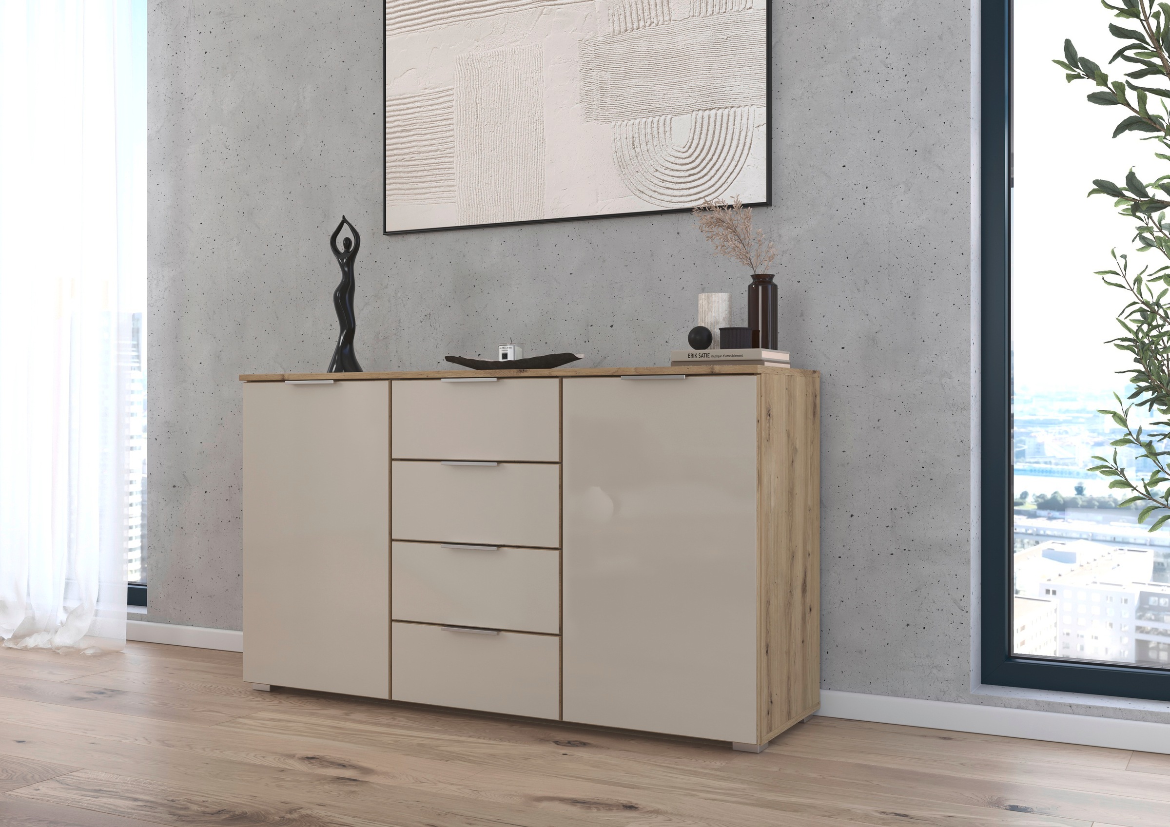 rauch Schubkastenkommode "Sideboard Kommode Schubladenkommode AGORDO mit Gl günstig online kaufen