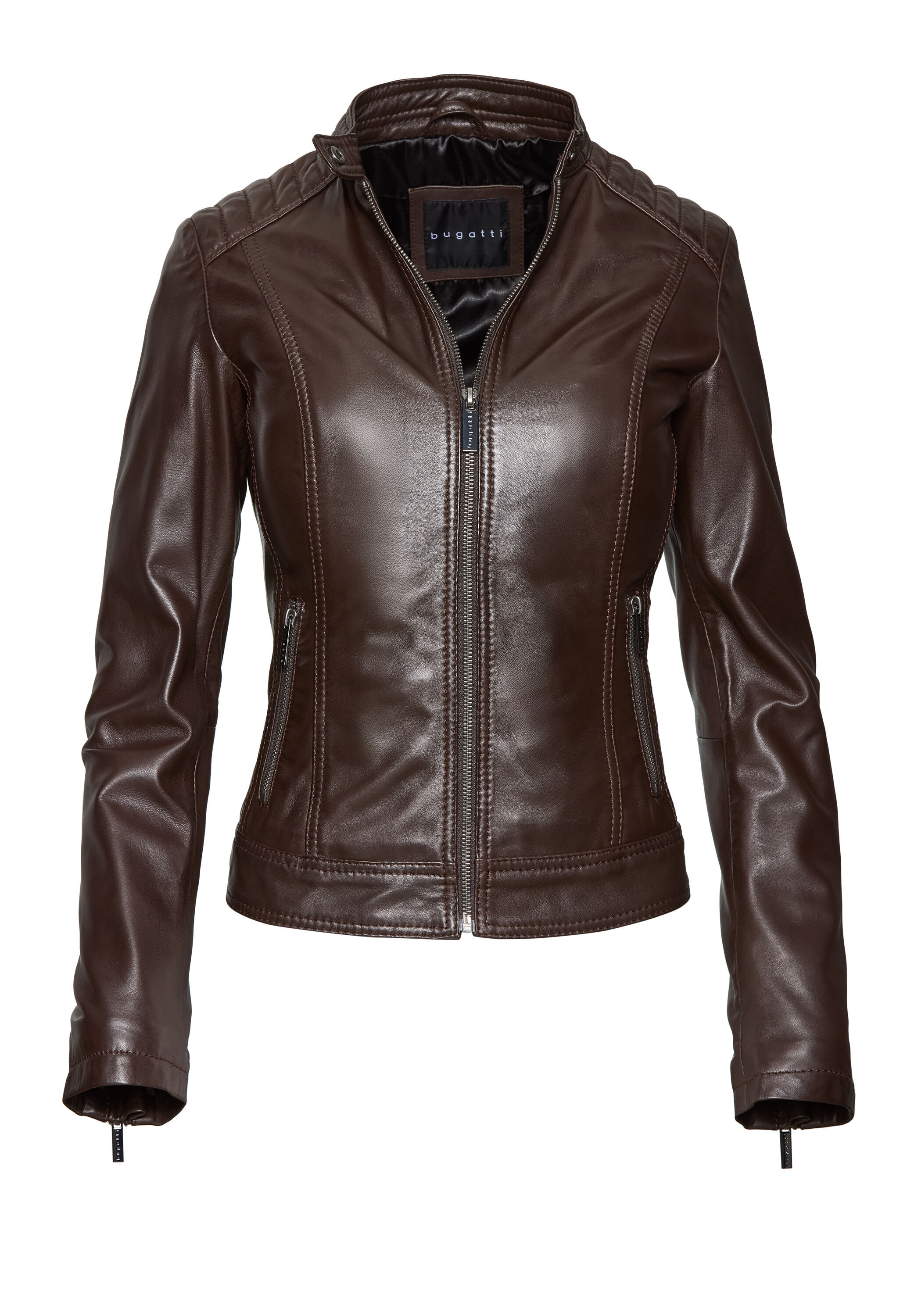 bugatti Lederjacke "bugatti Lederjacke" ohne Kapuze mit gesteppter Schulterpartie