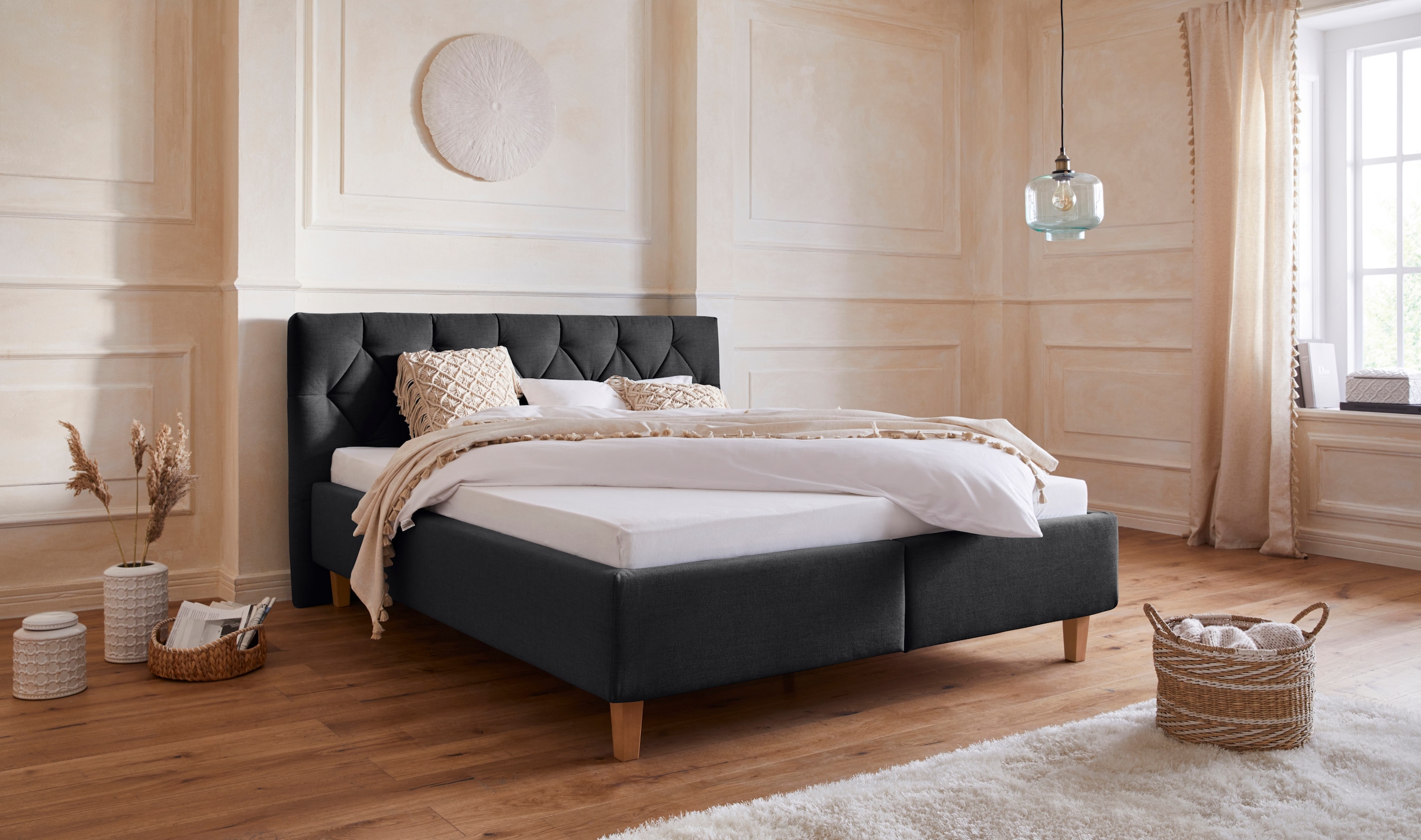 Home affaire Polsterbett "Sunley 100", Kreuzsteppung, Kopfteilhöhe 102 cm, günstig online kaufen