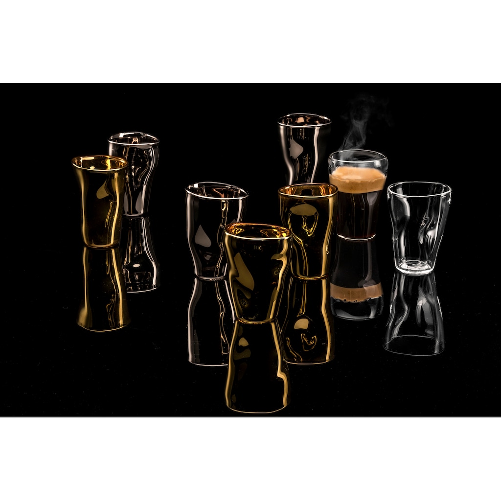 Eisch Espressoglas »UNIK«, (Set, 4 tlg., 2 Espressogläser mit Untertassen in Geschenkröhre)