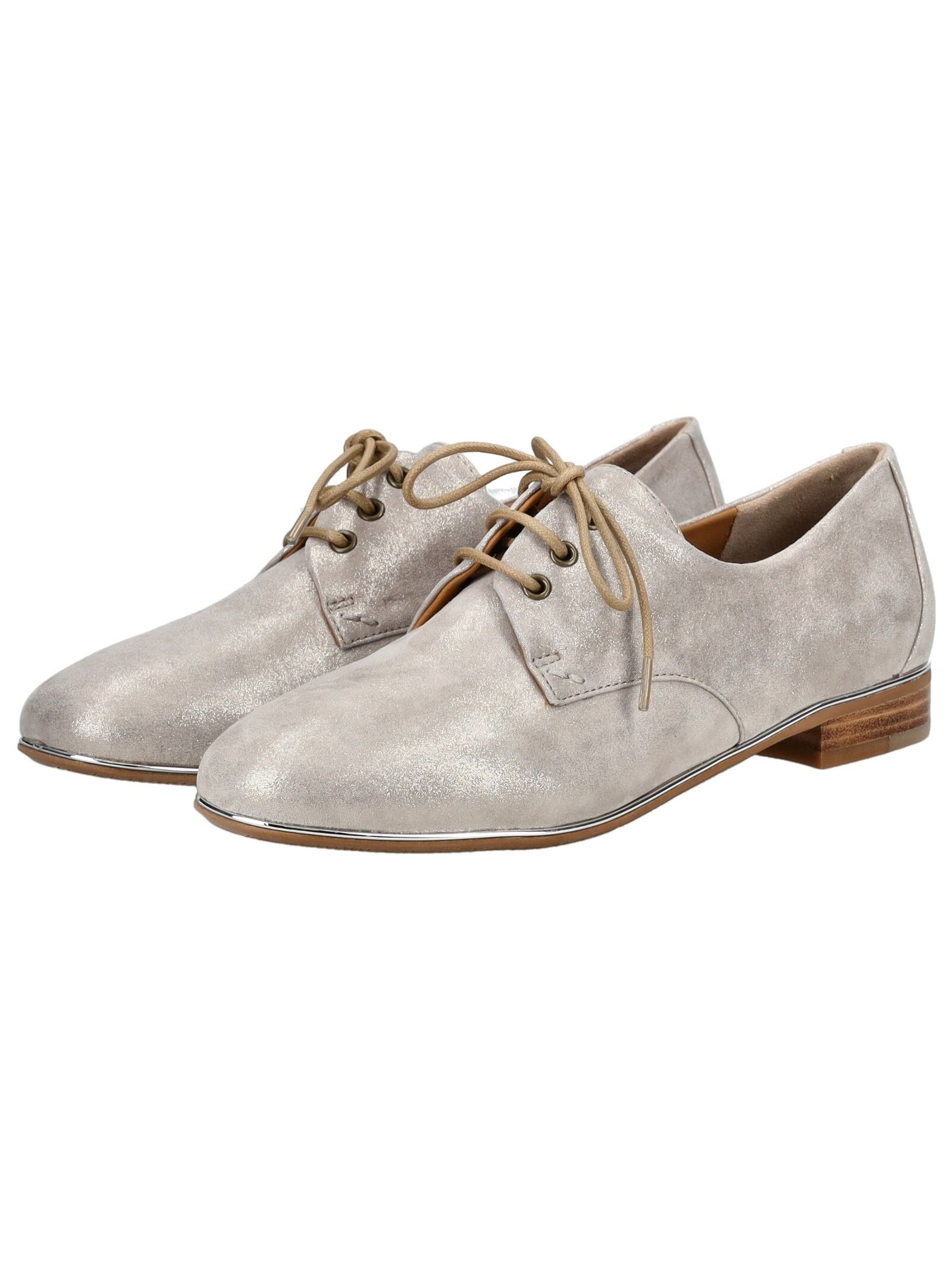 Schnürschuh EVERYBODY "Everybody Halbschuhe Leder", Damen, Gr. 38, silber, Leder, Schuhe Schnürschuh 3