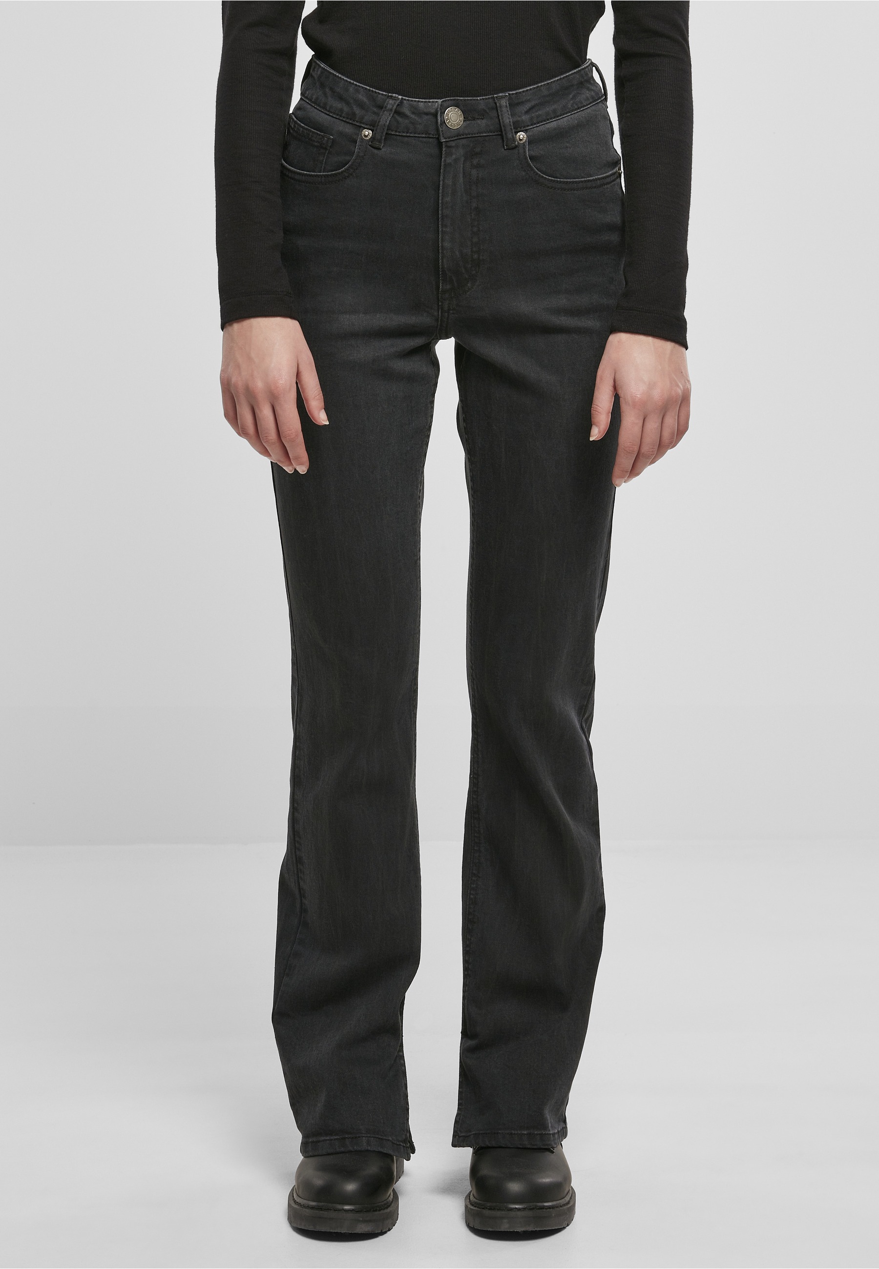 URBAN CLASSICS High-waist-Jeans »Urban Classics Damen Ladies Highwaist Straight Slit Denim Pants« 1 Stk.