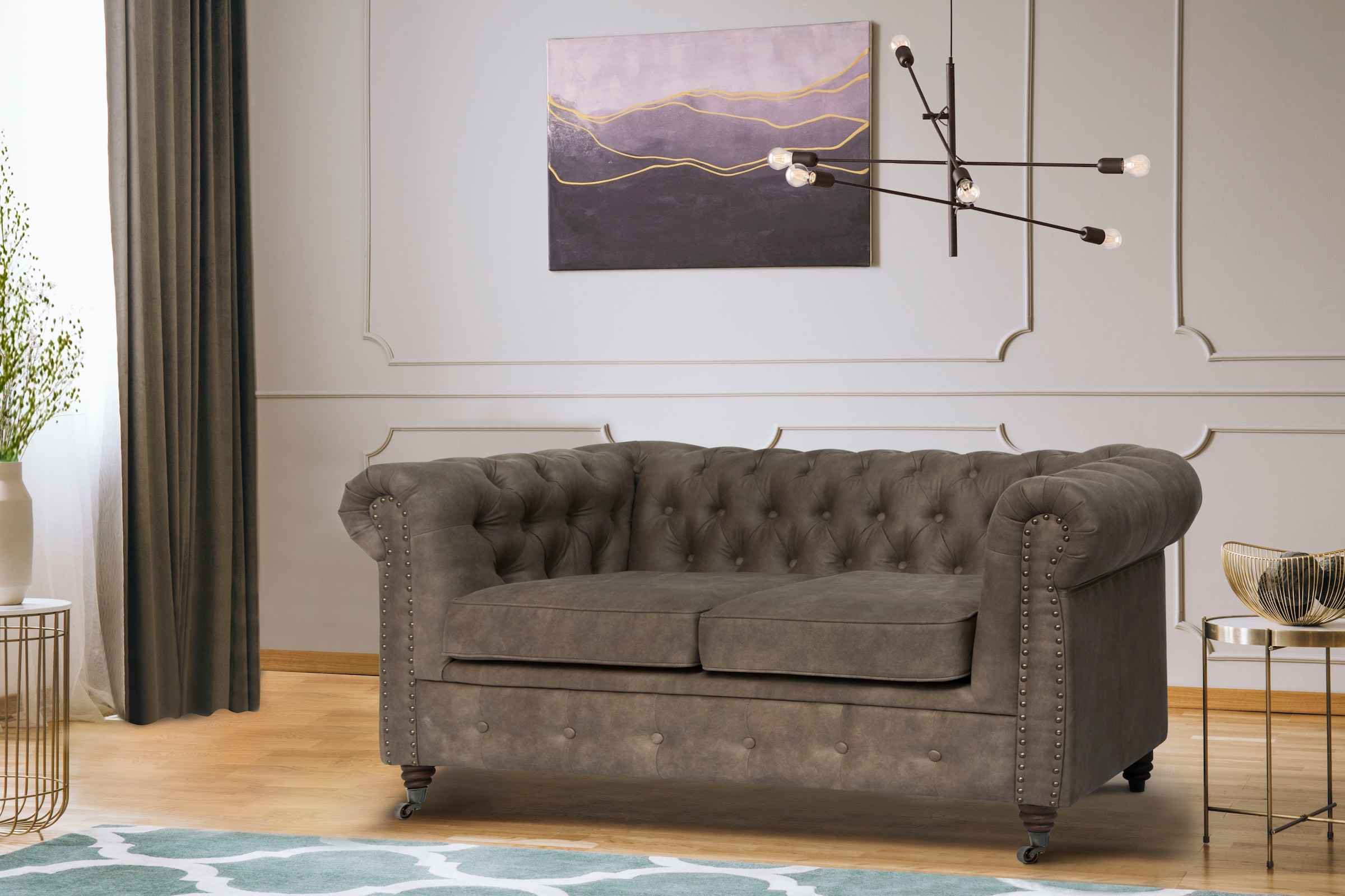 Home affaire Chesterfield-Sofa "Aarburg", aufwändige Knopfheftung und Ziern günstig online kaufen