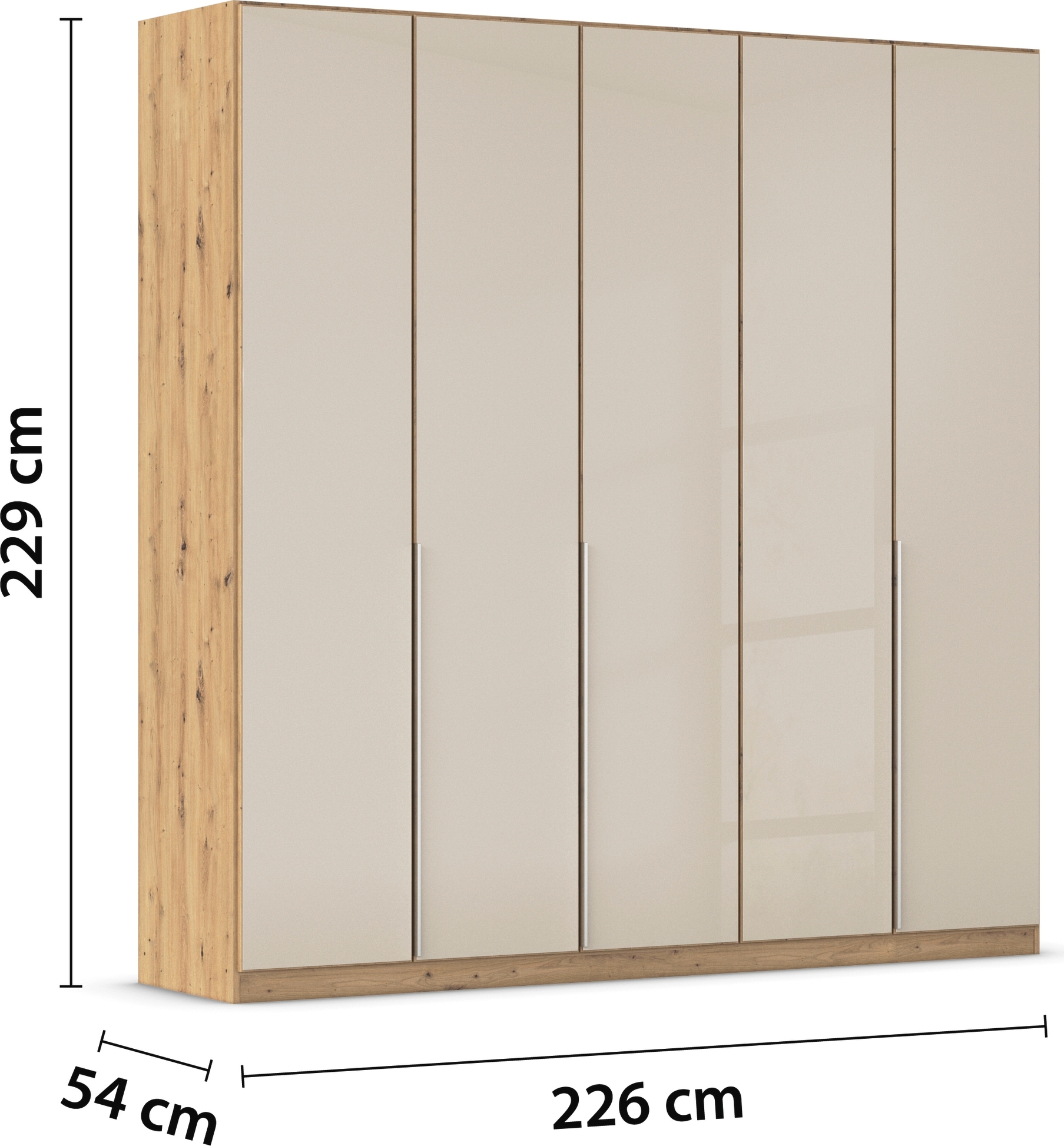 rauch Drehtürenschrank »Kleiderschrank Kleiderschränke Schrank Garderobe AGORDO mit Glasfront«, (in zwei Griff-Farben), durchdachte Innenausstattung, in 6 Breiten und 2 Höhen MADE IN GERMANY