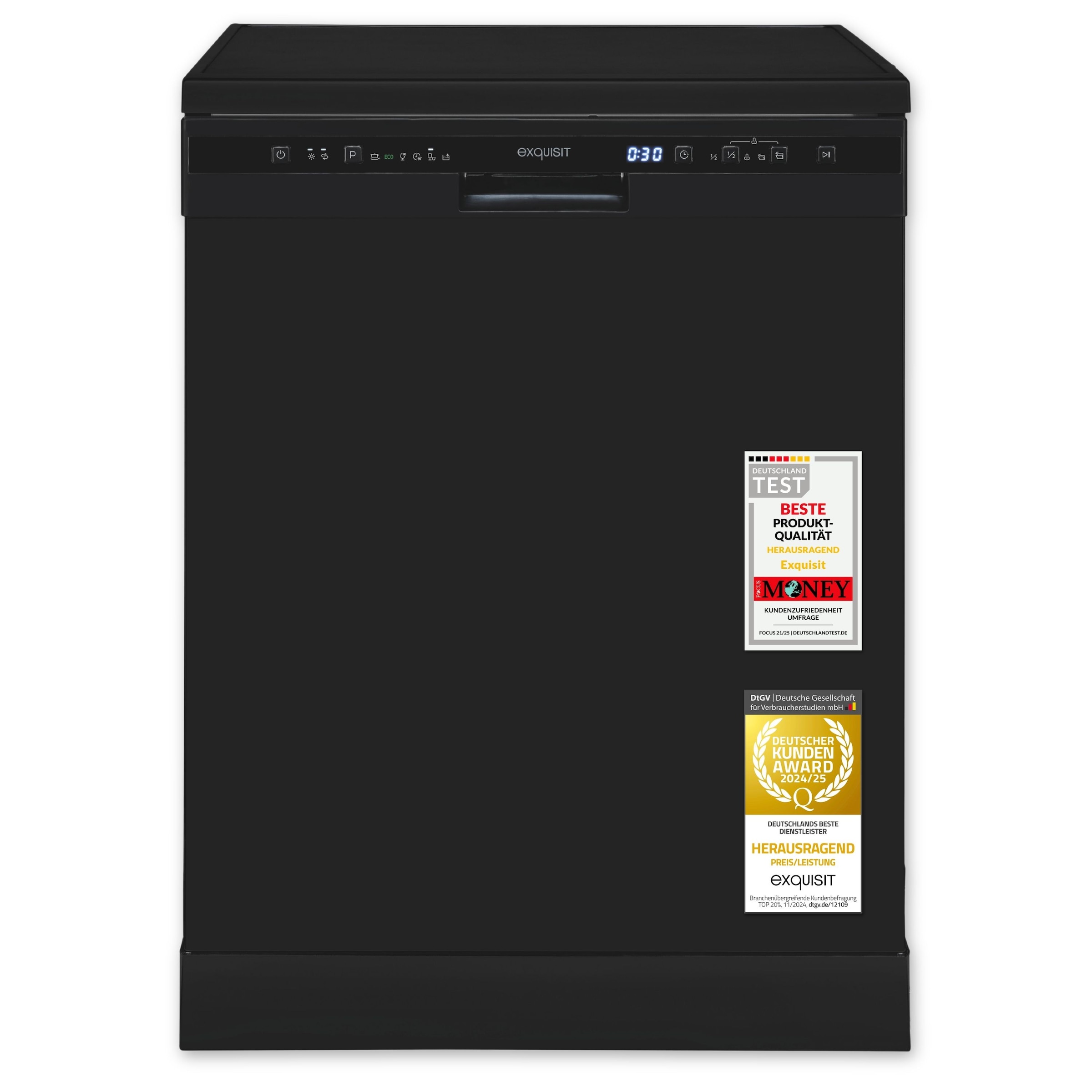 exquisit Standgeschirrspüler 6314 »GSP6314-030C schwarz« 10,2 l 14 tlg. Maßgedecke Effizient, leise, 14 Maßgedecke – smartes Spülen mit LED-Komfort