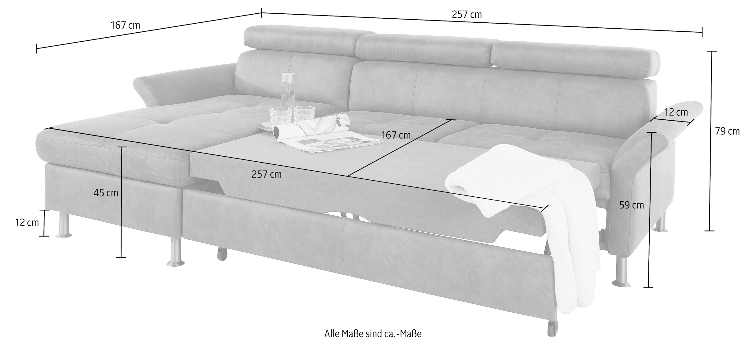 exxpo - sofa fashion Ecksofa »Maretto, bequem und komfortabel, L-Form«, inkl. Kopf- bzw. Rückenverstellung, wahlweise mit Bettfunktion