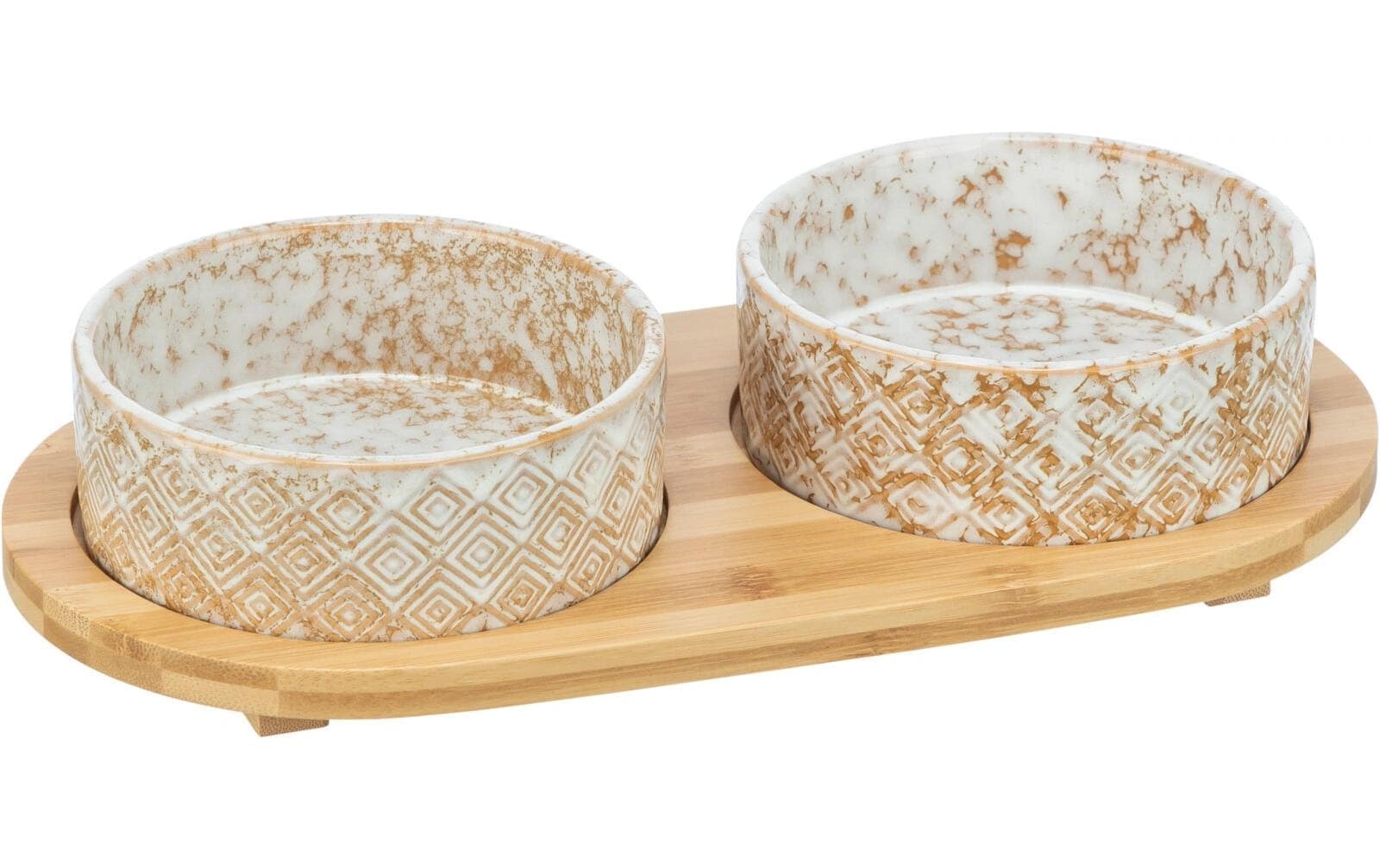 TRIXIE Futternapf »Napf-Set 2 x 0.8 l, 39 x8 x 20 cm« Für Nass- und Trockenfutter geeignet, Rutschfest