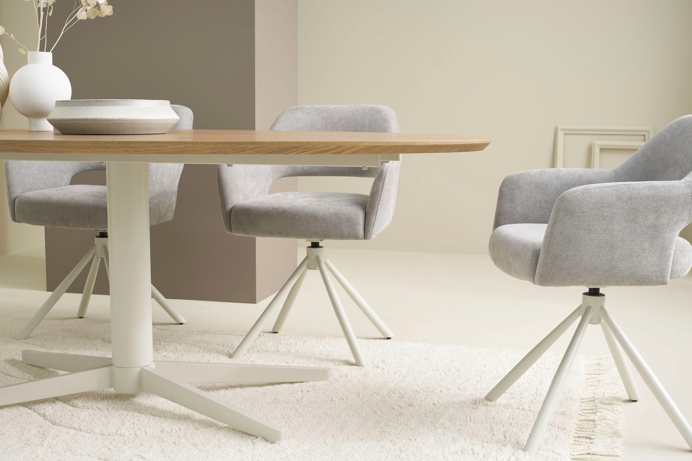 SCHÖNER WOHNEN-Kollektion Esszimmerstuhl »STAVANGER, 360° drehbar mit Rückholfunktion« (Set) 2 Stk.mit Taschenfederkern, Bezug Webstoff, Untergestell pulverbeschichtet