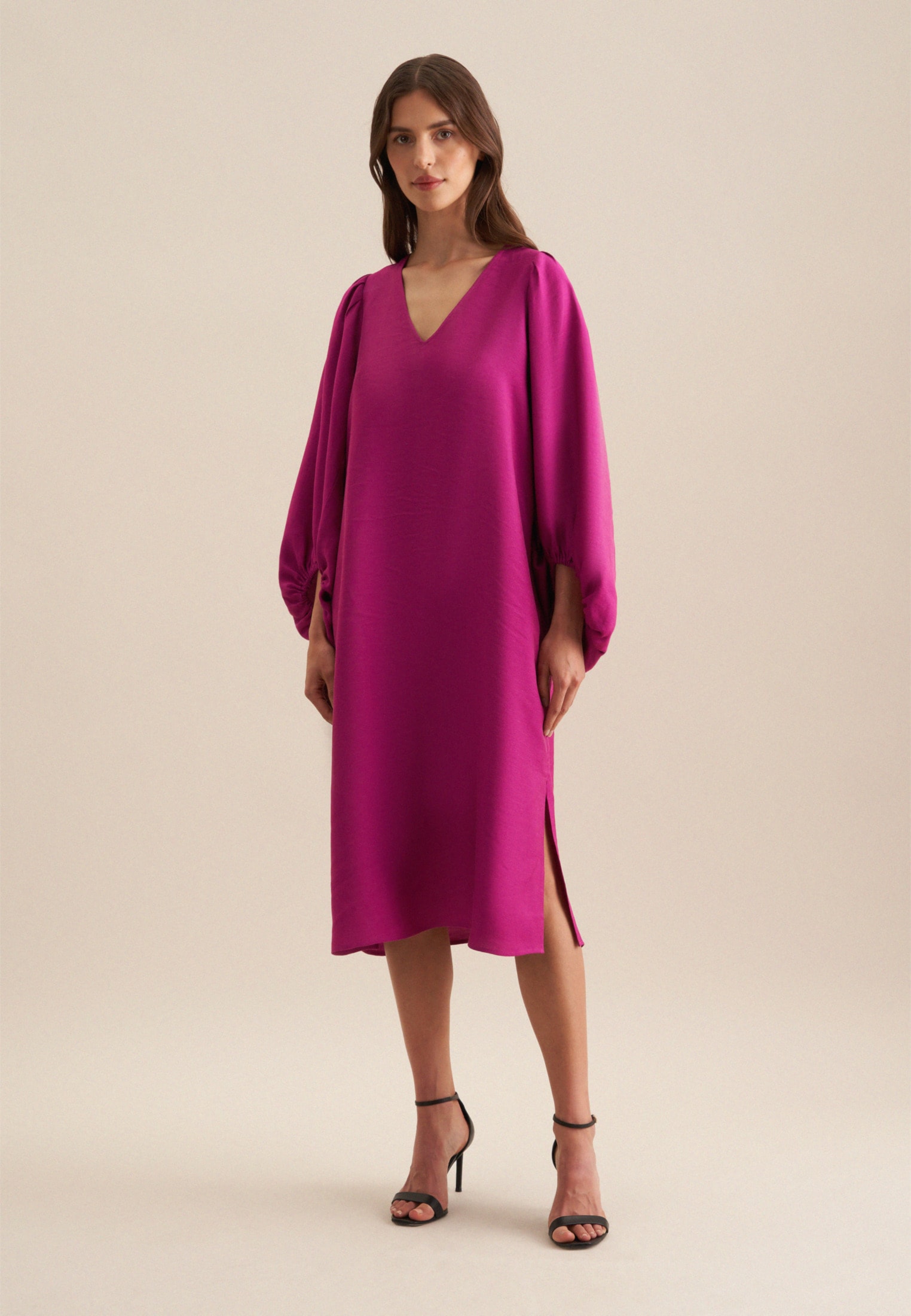seidensticker Sommerkleid »Schwarze Rose«, Langarm V-Neck Uni