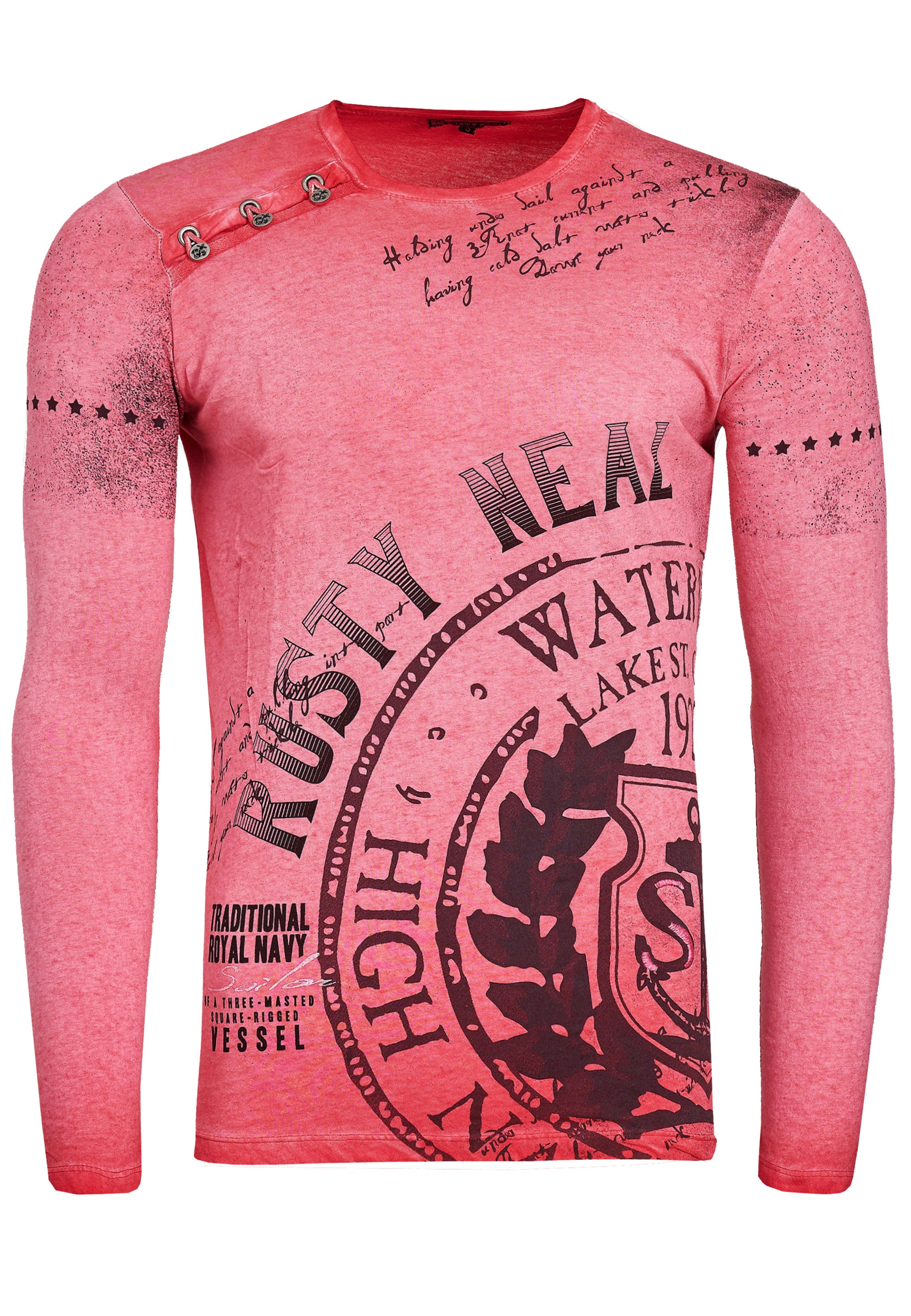 Rusty Neal Langarmshirt, mit Oil-Washed-Print