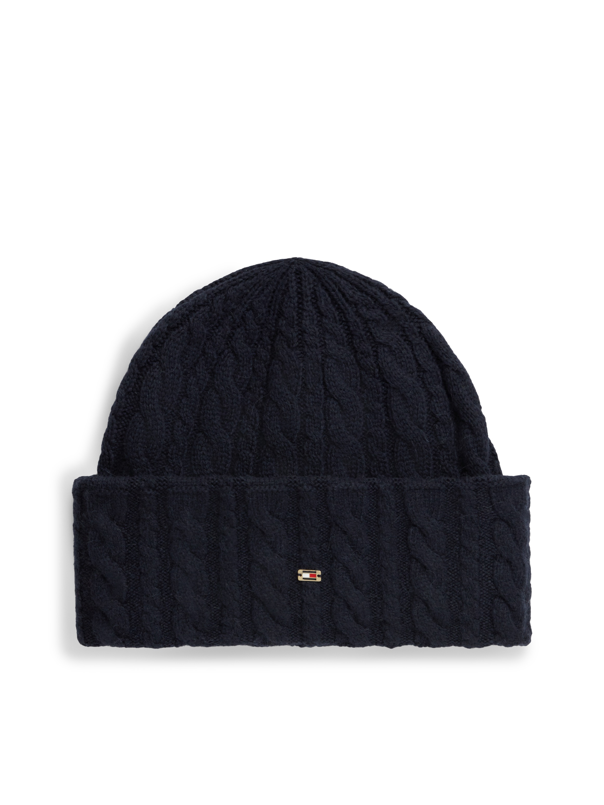 Tommy Hilfiger Beanie »ENAMEL FLAG CABLE« mit Alpakawolle und Zopfmuster