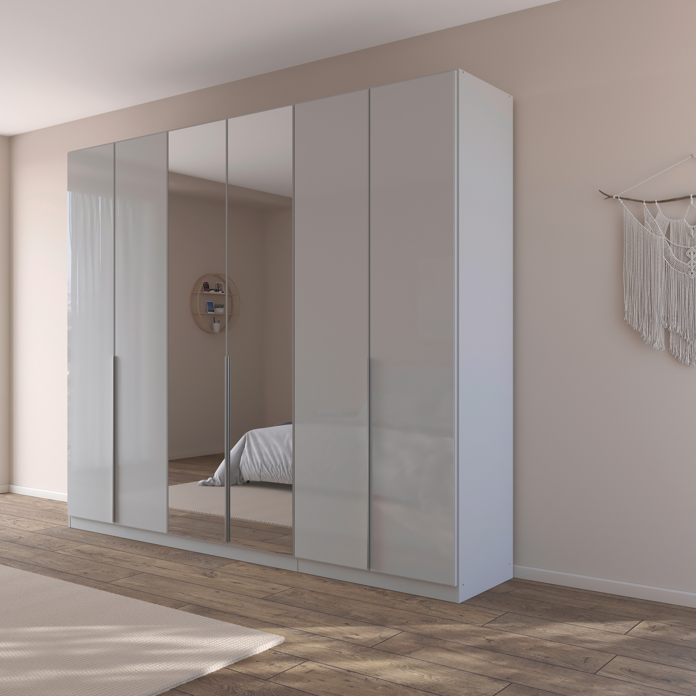 rauch Drehtürenschrank »Kleiderschrank Kleiderschränke Schrank Garderobe AGORDO mit Glasfront«, (in zwei Griff-Farben), durchdachte Innenausstattung, in 6 Breiten und 2 Höhen MADE IN GERMANY