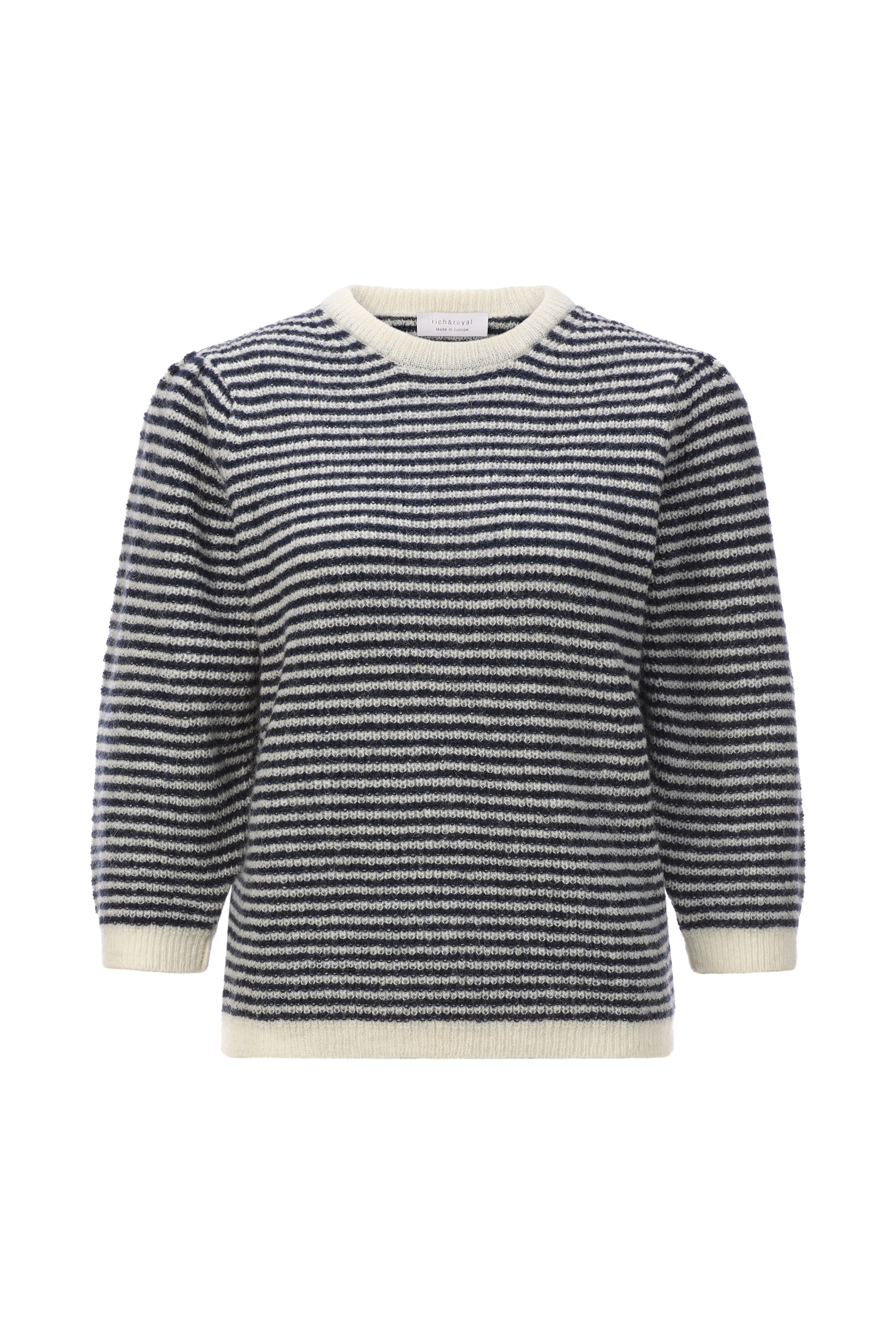 RICHROYAL Strickpullover, Kastiger Schnitt, Puffärmel, Rundhals, gestreift