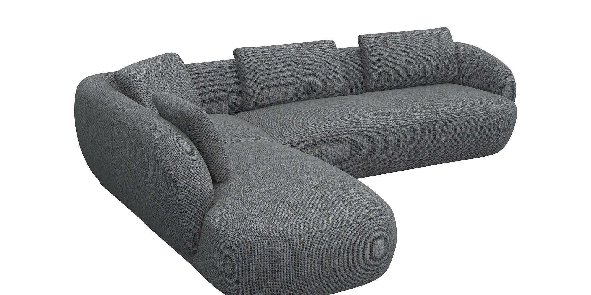 FLEXLUX Ecksofa »Torino, rund, L-Form, Sofa-Ecke mit Ottomane«, Modernes, organisches Sofa-Design, Kaltschaum, Wellenunterfederung