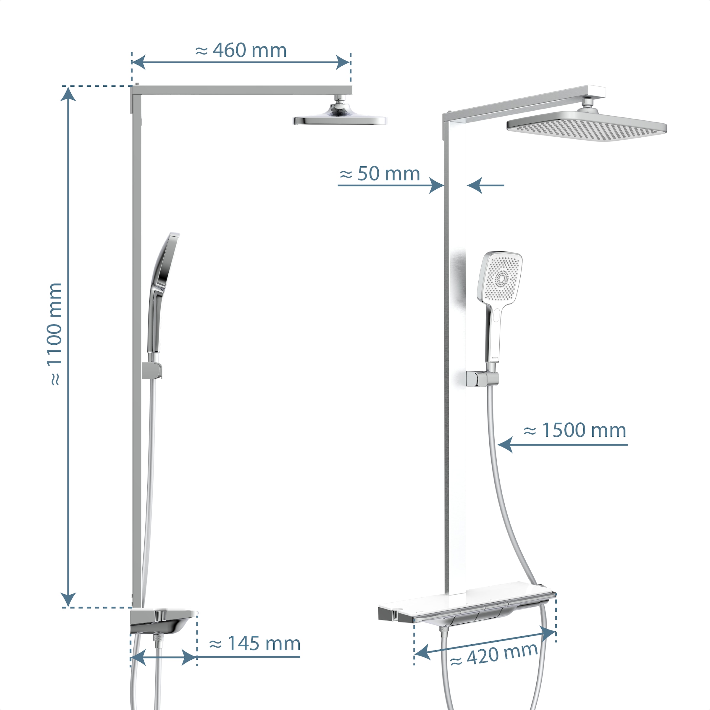 Schütte Duschsystem »HAWAII Überkopfbrause-Set« Komplett-Set, Inkl. Montagematerial und Dichtungen,  mit Thermostatarmatur, Glasablage, Brausehalter