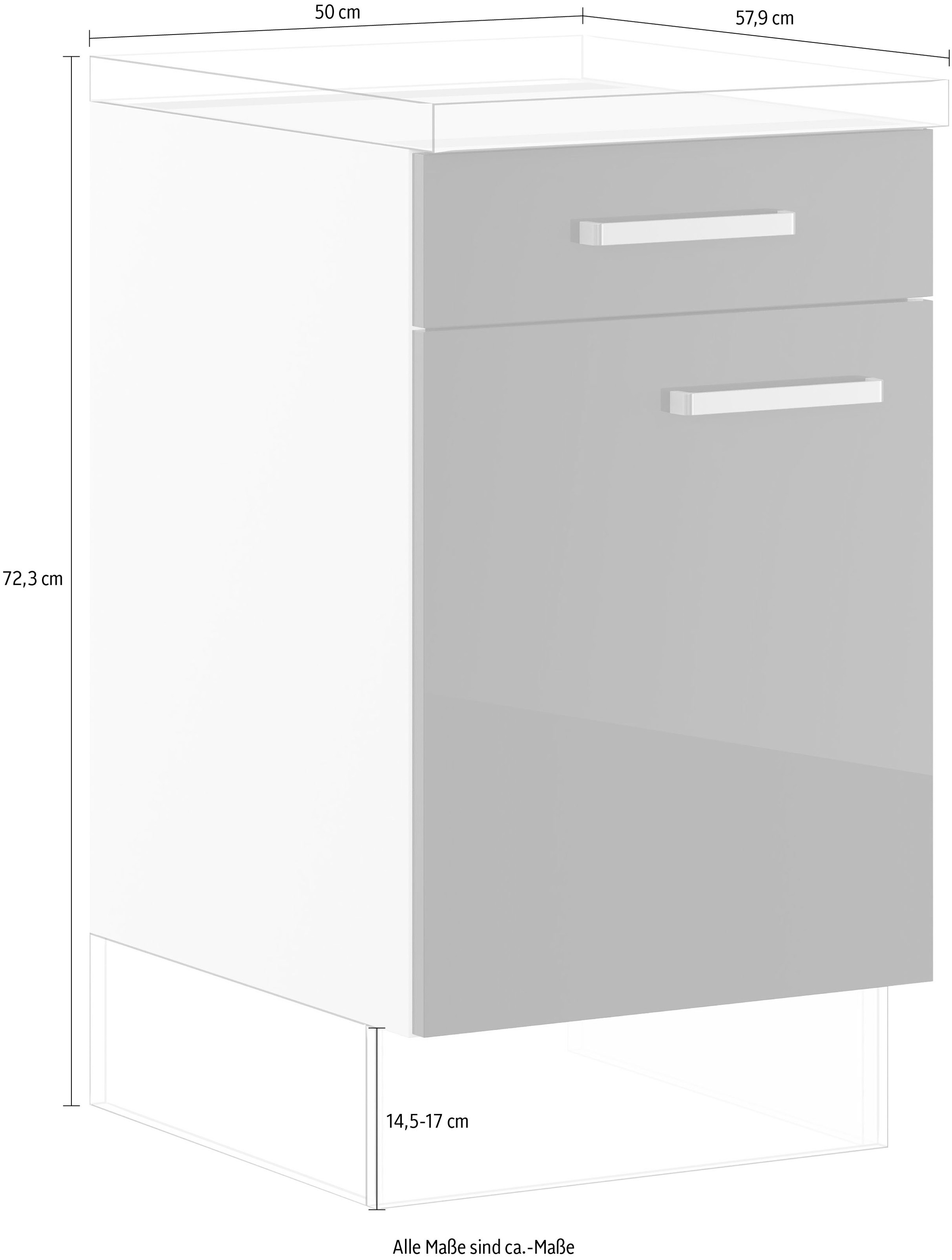 IMPULS KÜCHEN Unterschrank »"Turin", Breite/Höhe: 50/72,3 cm, mit Soft-Close«, vormontiert, mit Schubkasten, mit Drehtür