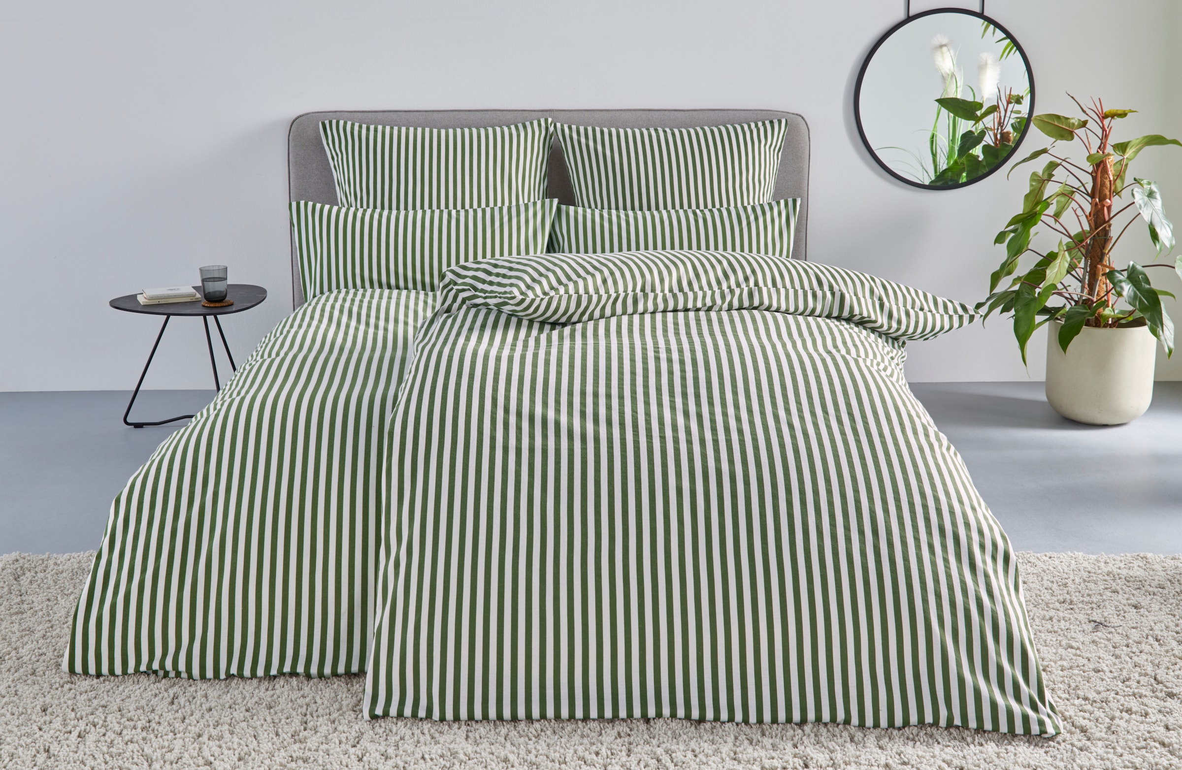 LeGer Home by Lena Gercke Bettwäsche "Linnea" 2 Stk. aus 100% Baumwolle, Streifendesign