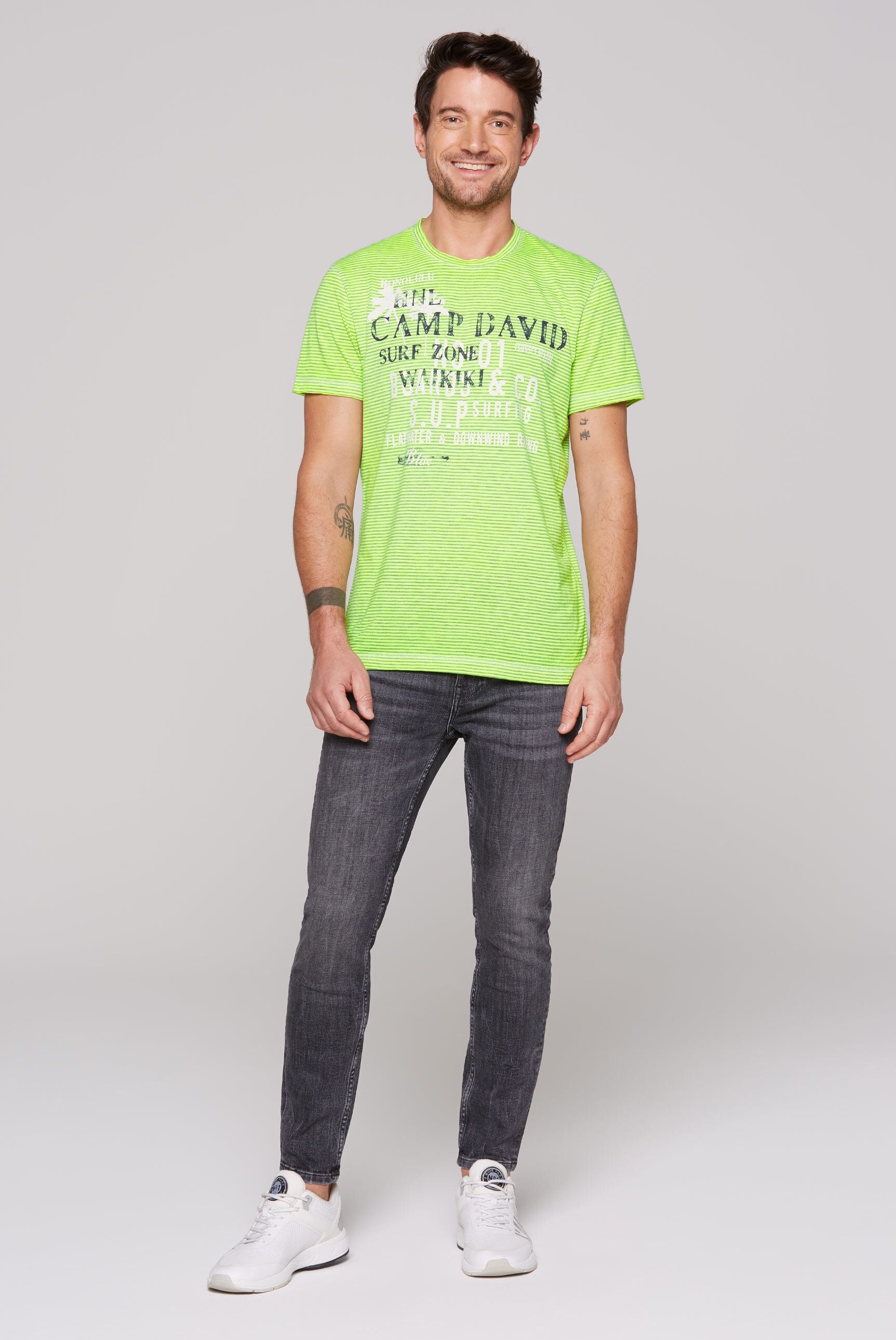 CAMP DAVID Rundhalsshirt, mit Ausbrenner-Effekten