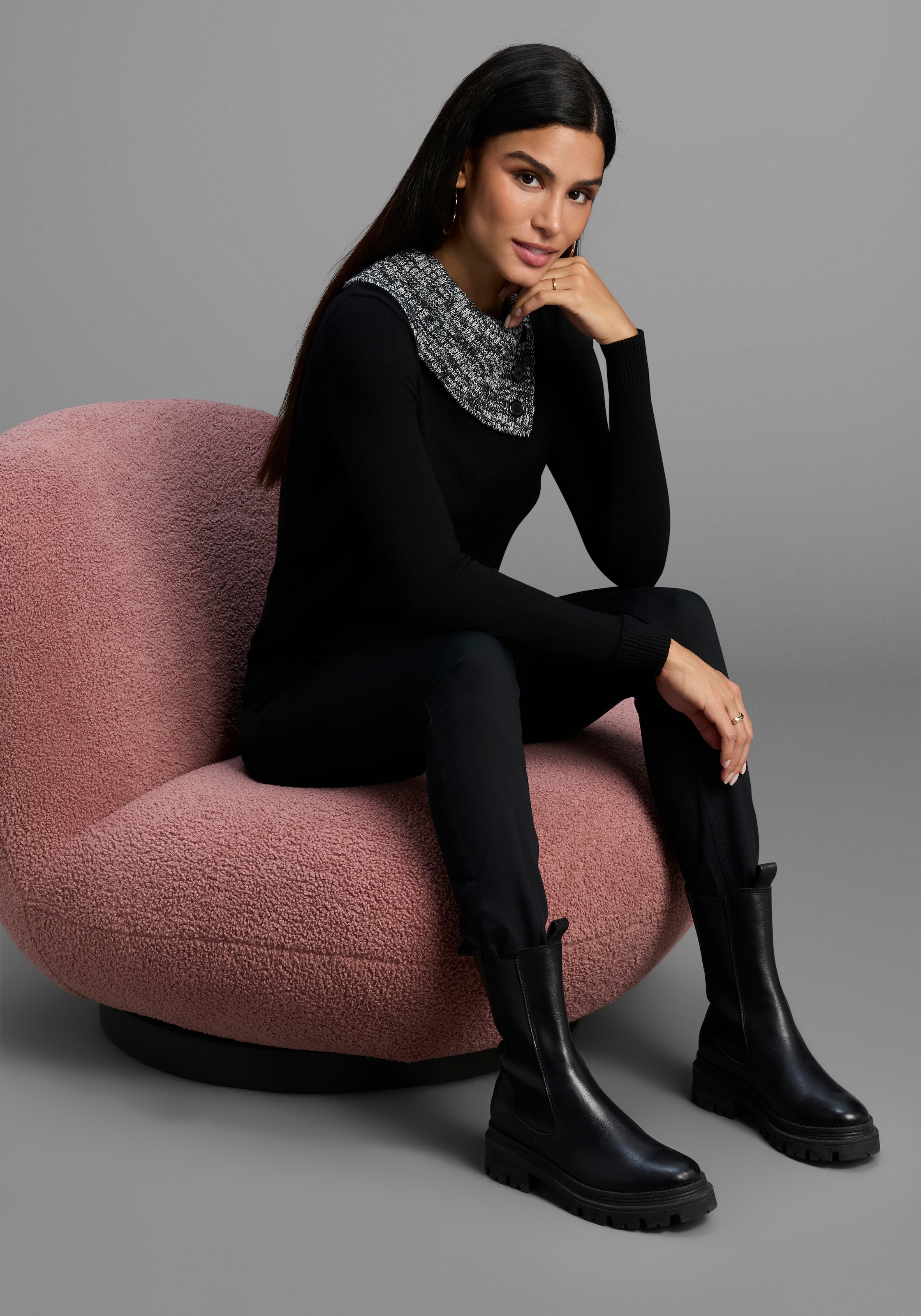 Bruno Banani Strickpullover, mit offenem Rollkragen - NEUE KOLLEKTION günstig online kaufen