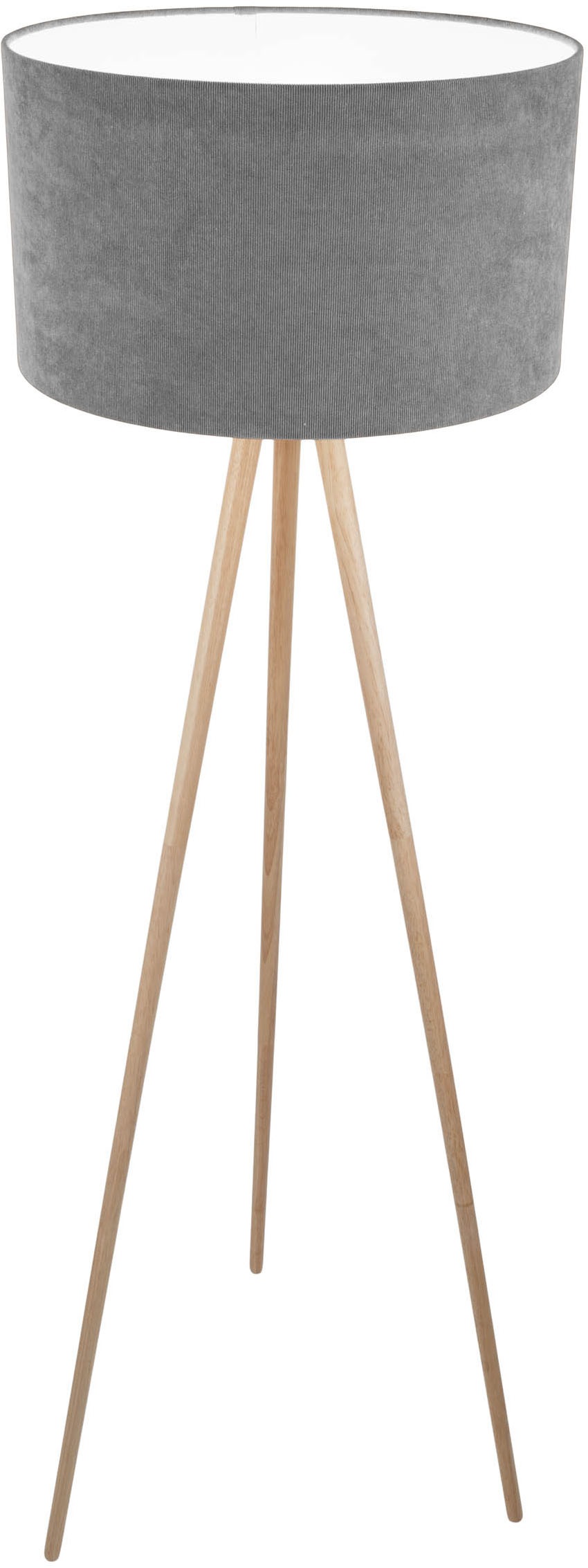 OTTO home Stehlampe »Torell« E27 1 Stk. Schirm mit Cordbezug, Dreibein aus Holz, 1x E27 exkl., Zuleitung 300cm