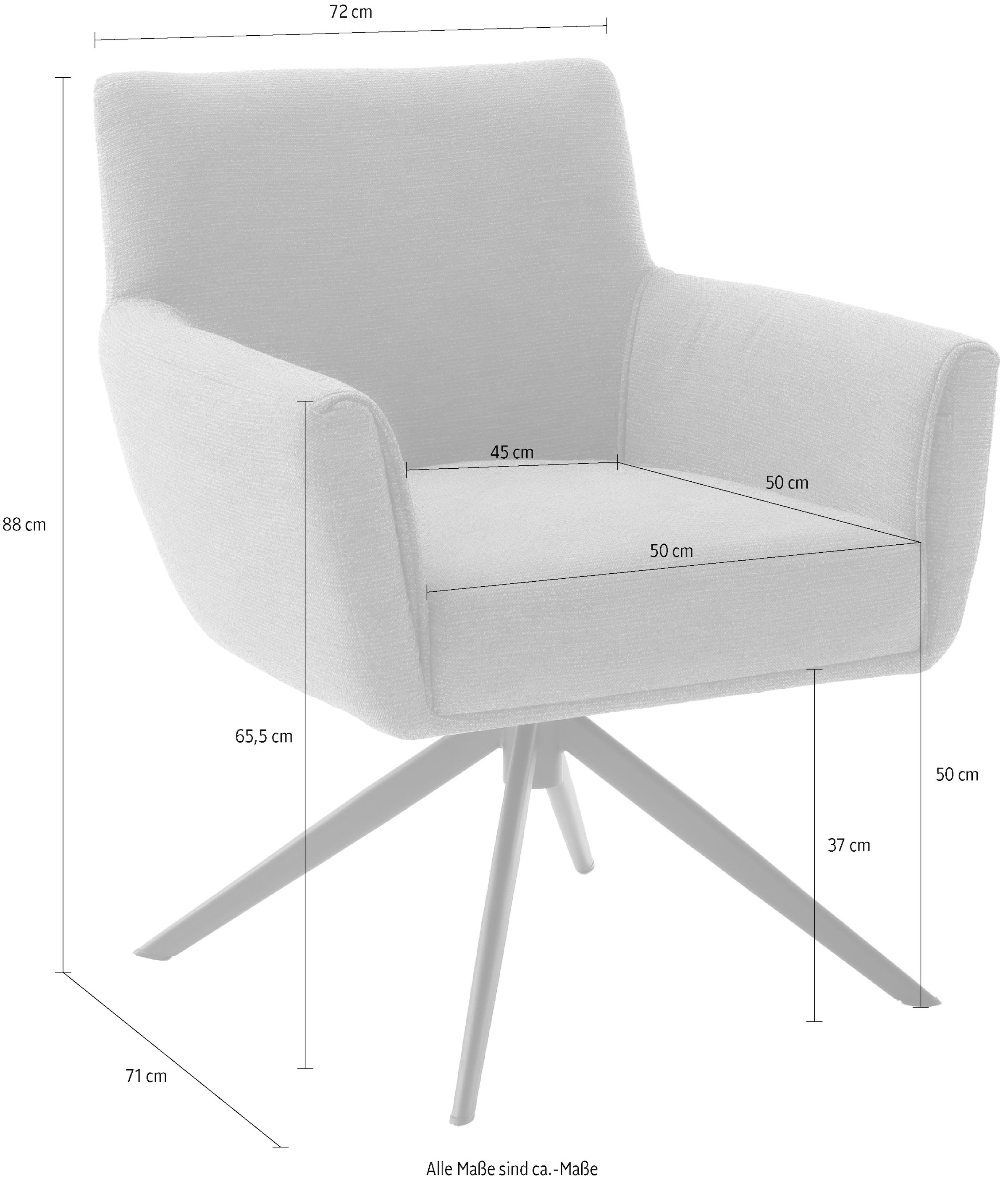 MCA furniture 4-Fußstuhl »WILSON Esszimmerstuhl, Armlehnstuhl, Polsterstuhl, modern«, (Set), 1 St., Flachgewebe, Stuhl, Armlehnenstuhl, drehbar, Taschenfederkern, belastbar 160 kg,XXL