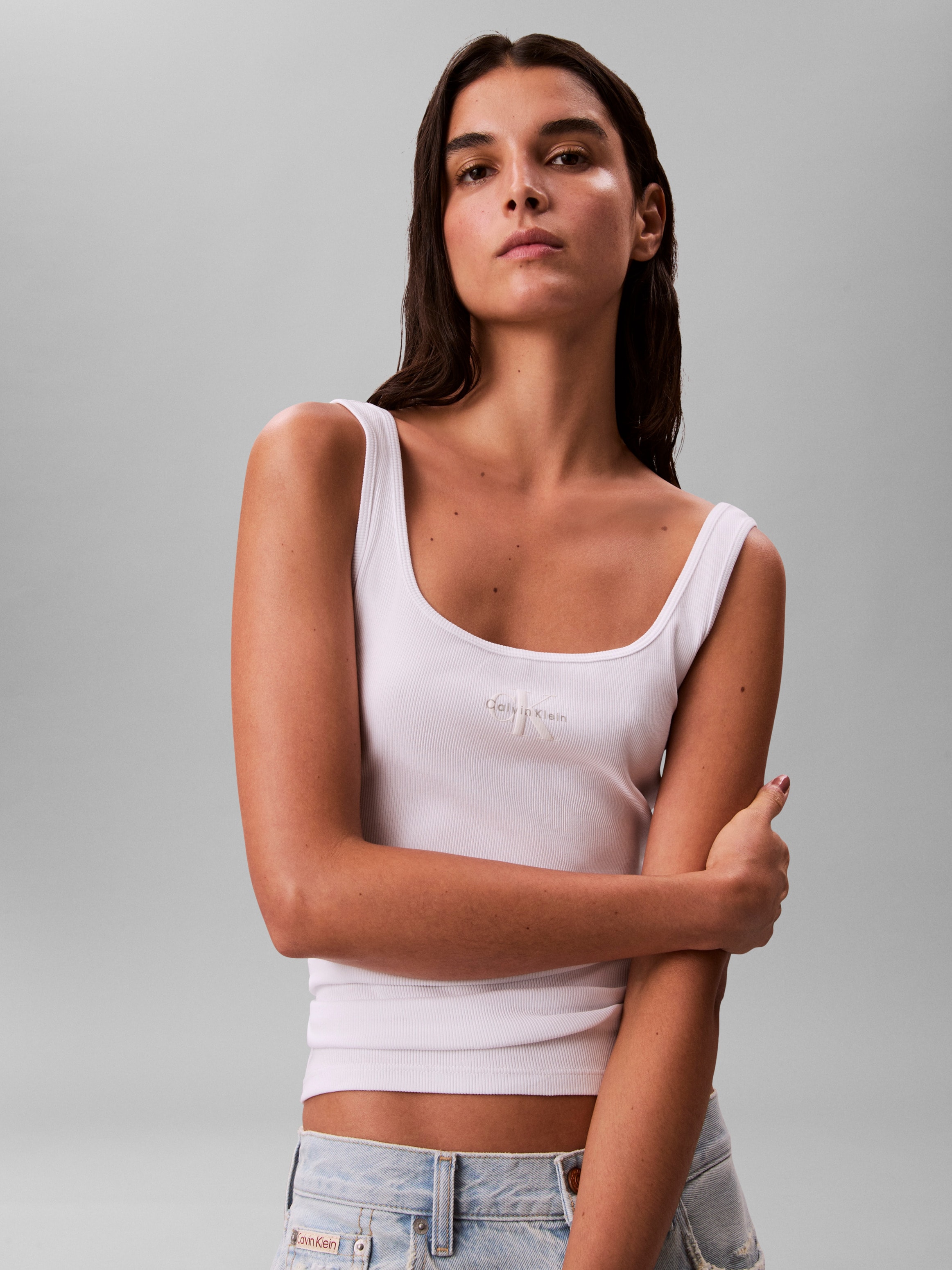 Calvin Klein Jeans Tanktop »MONOGRAM SCOOP NK RIB TANK TOP« Mit Rundhalsausschnitt, regular fit