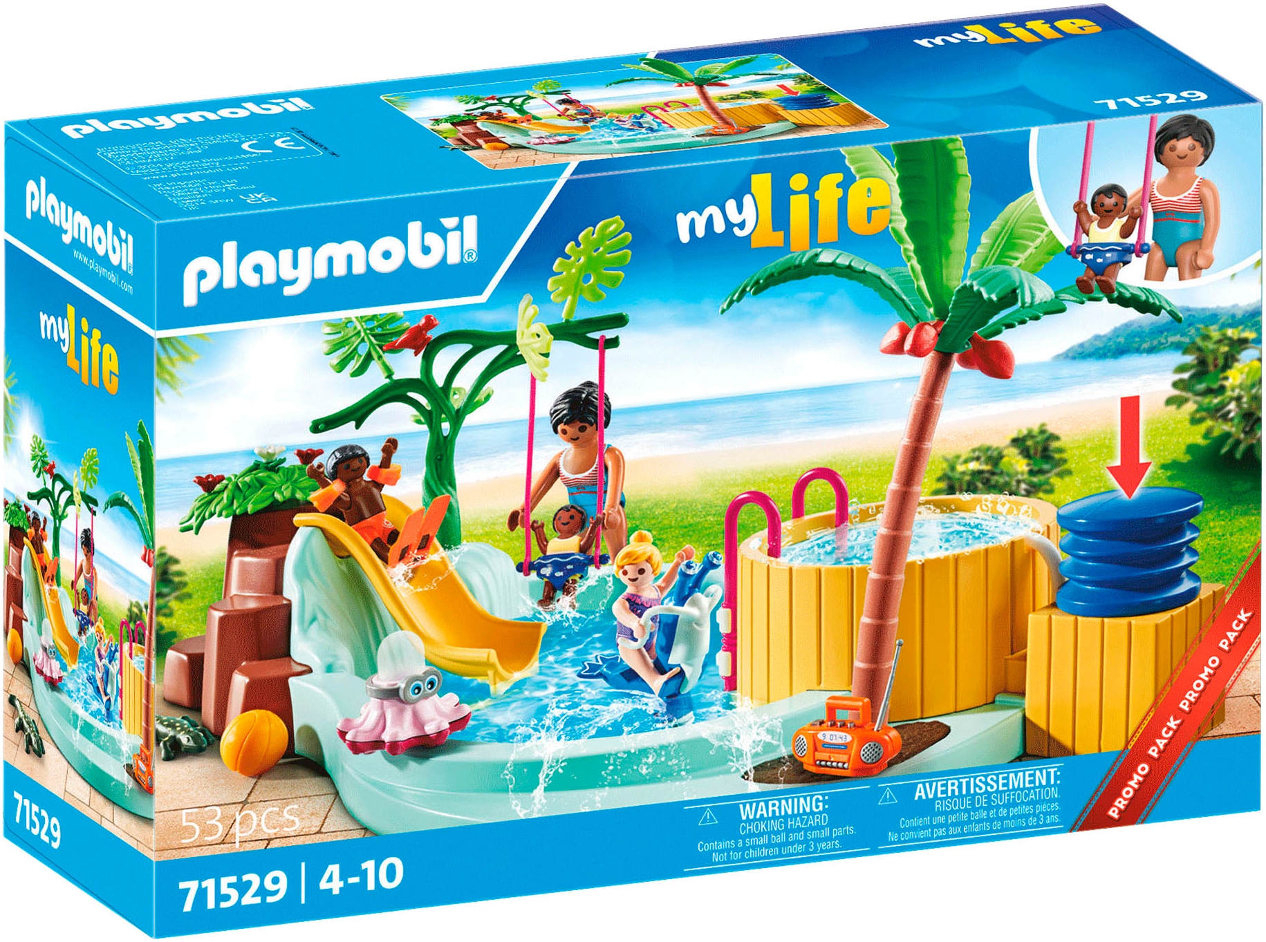 Playmobil® Konstruktions-Spielset »Kinderbecken mit Whirlpool (71529), My Life«, (53 St.), Made in Germany