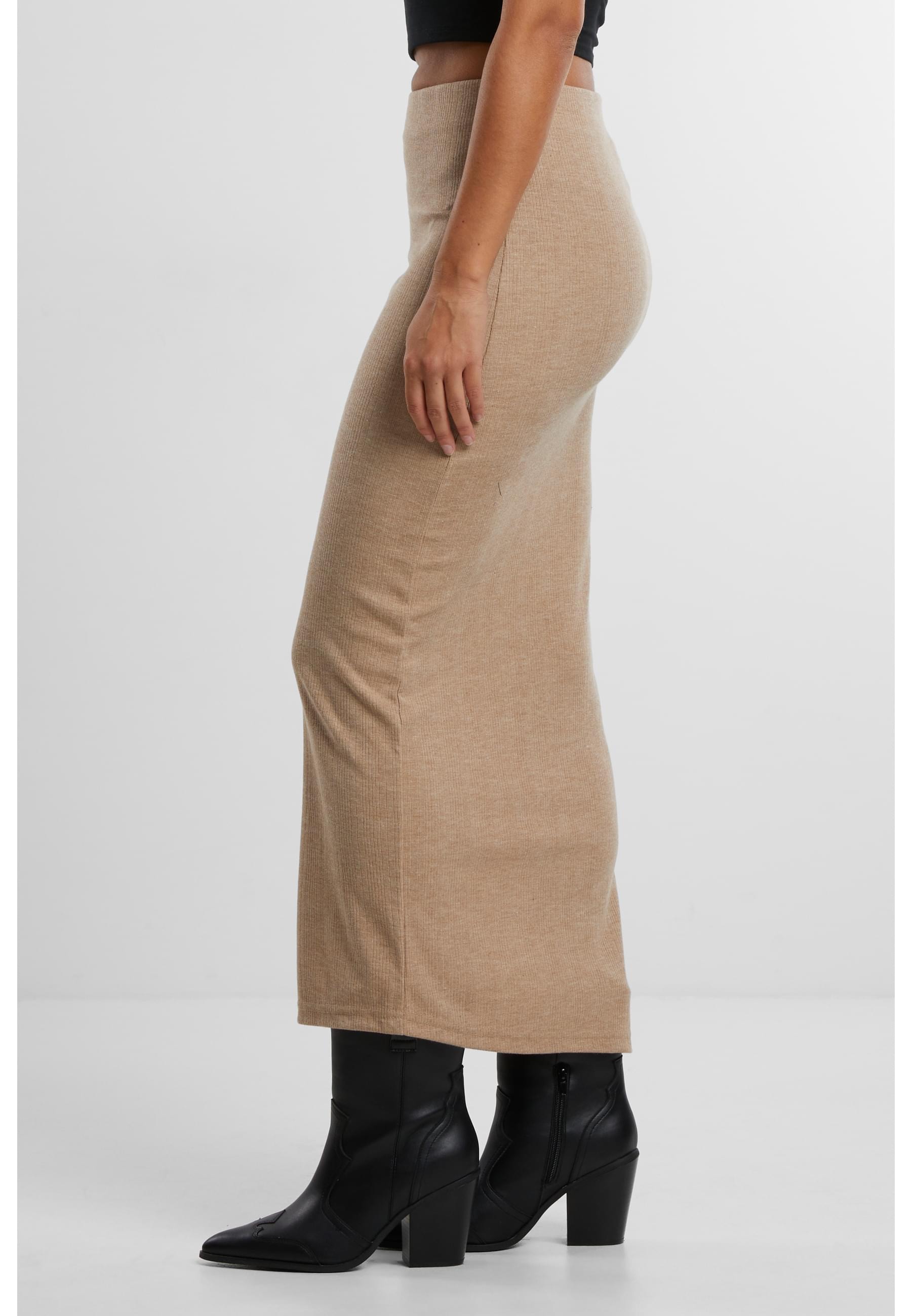 URBAN CLASSICS Sommerrock »Urban Classics Ladies Rib High Slit Skirt«, (1 tlg.)