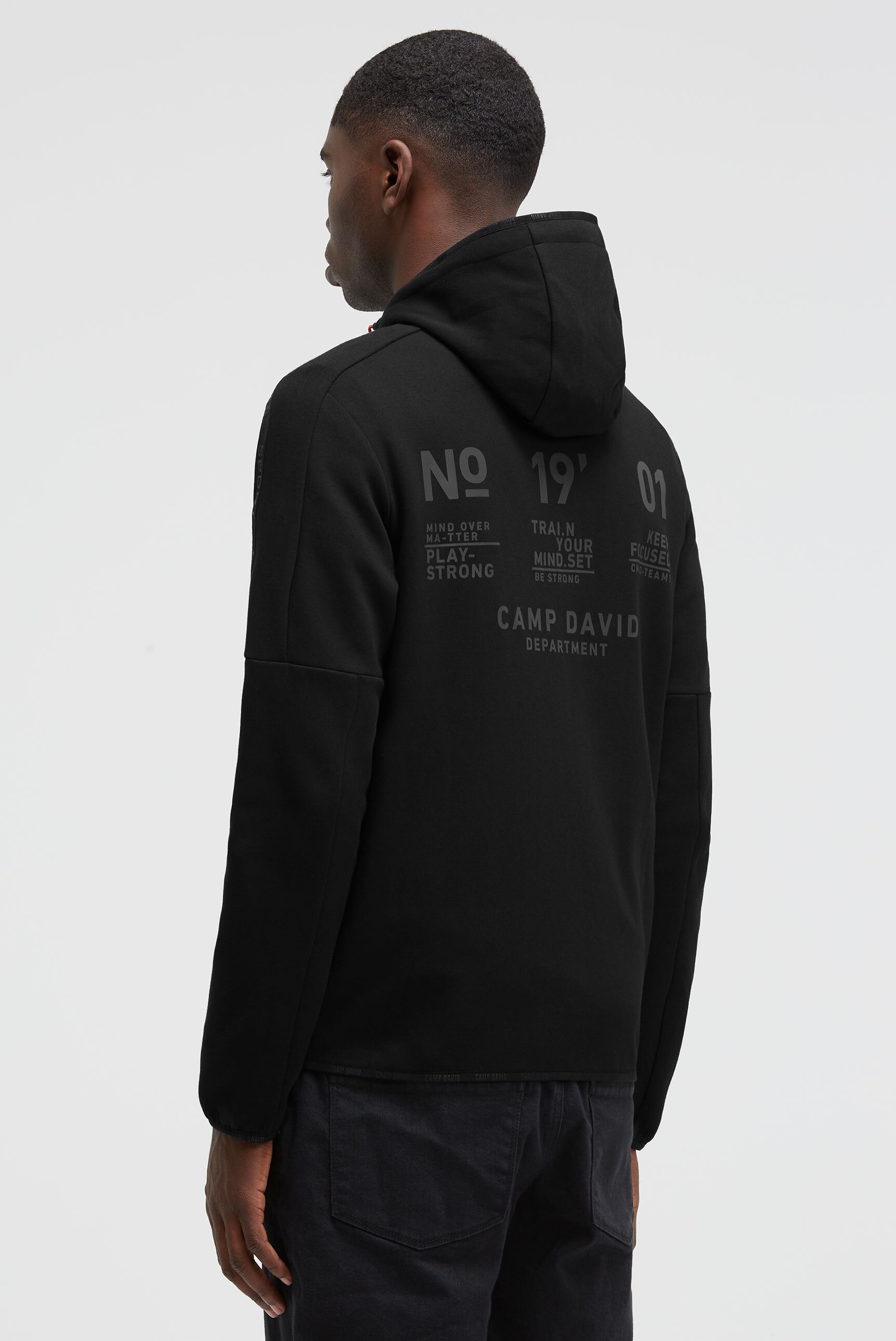 CAMP DAVID Kapuzensweatjacke mit elastischen Saumabschlüssen