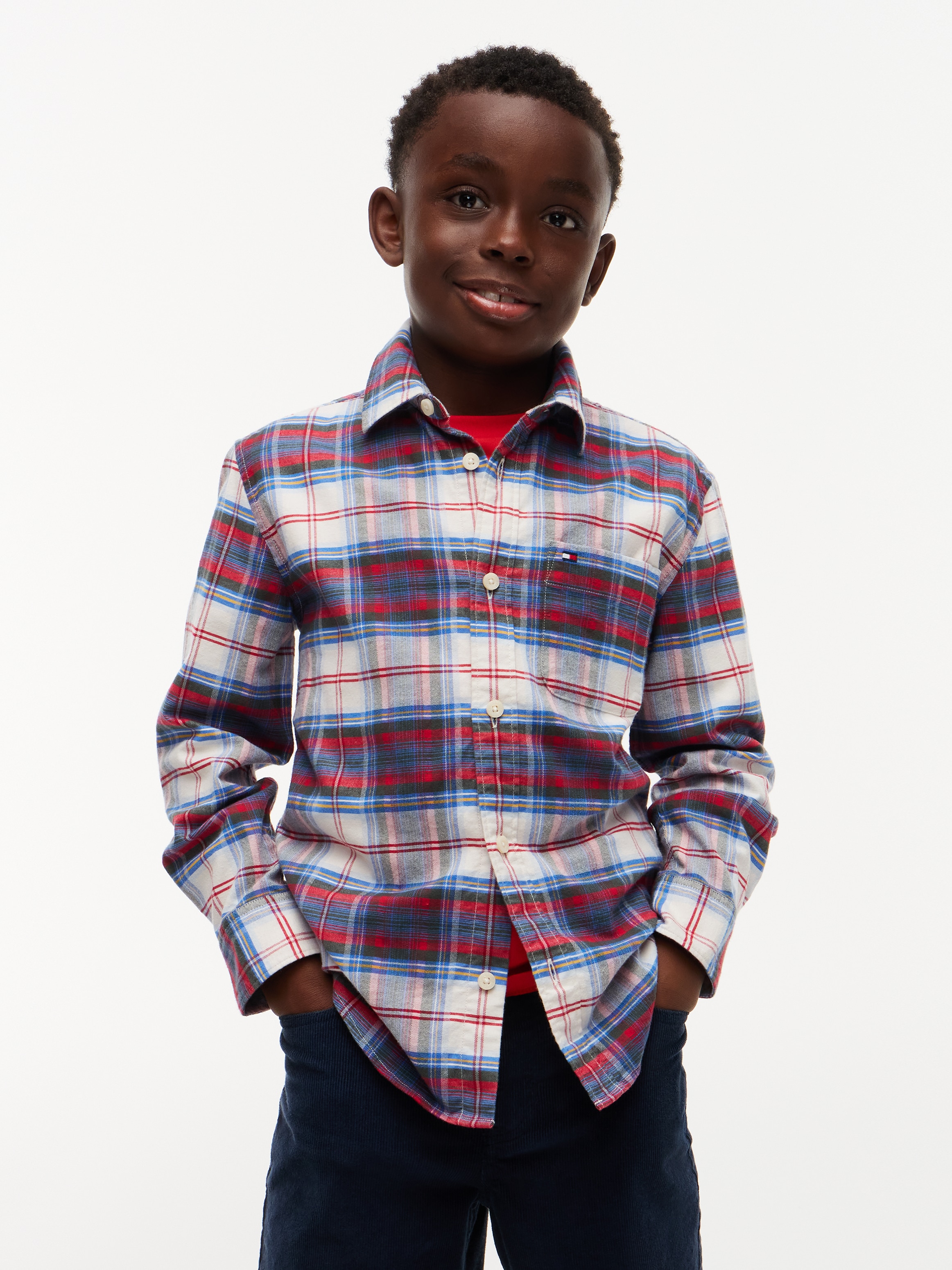 Tommy Hilfiger Langarmhemd Karo-Design, Regular Fit, Kinder bis 16 Jahre