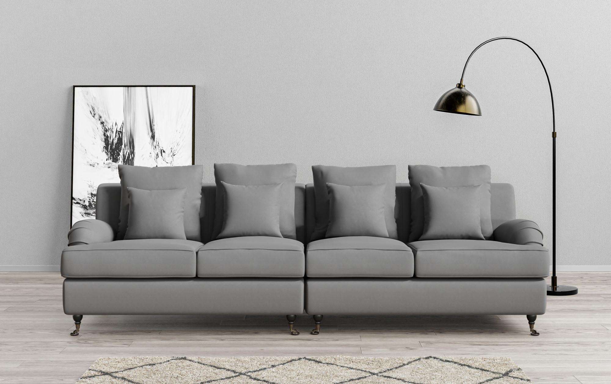 Home affaire Big-Sofa "NORIN", zwei Fußarten: vorne - Rollen, hinten - Holz günstig online kaufen