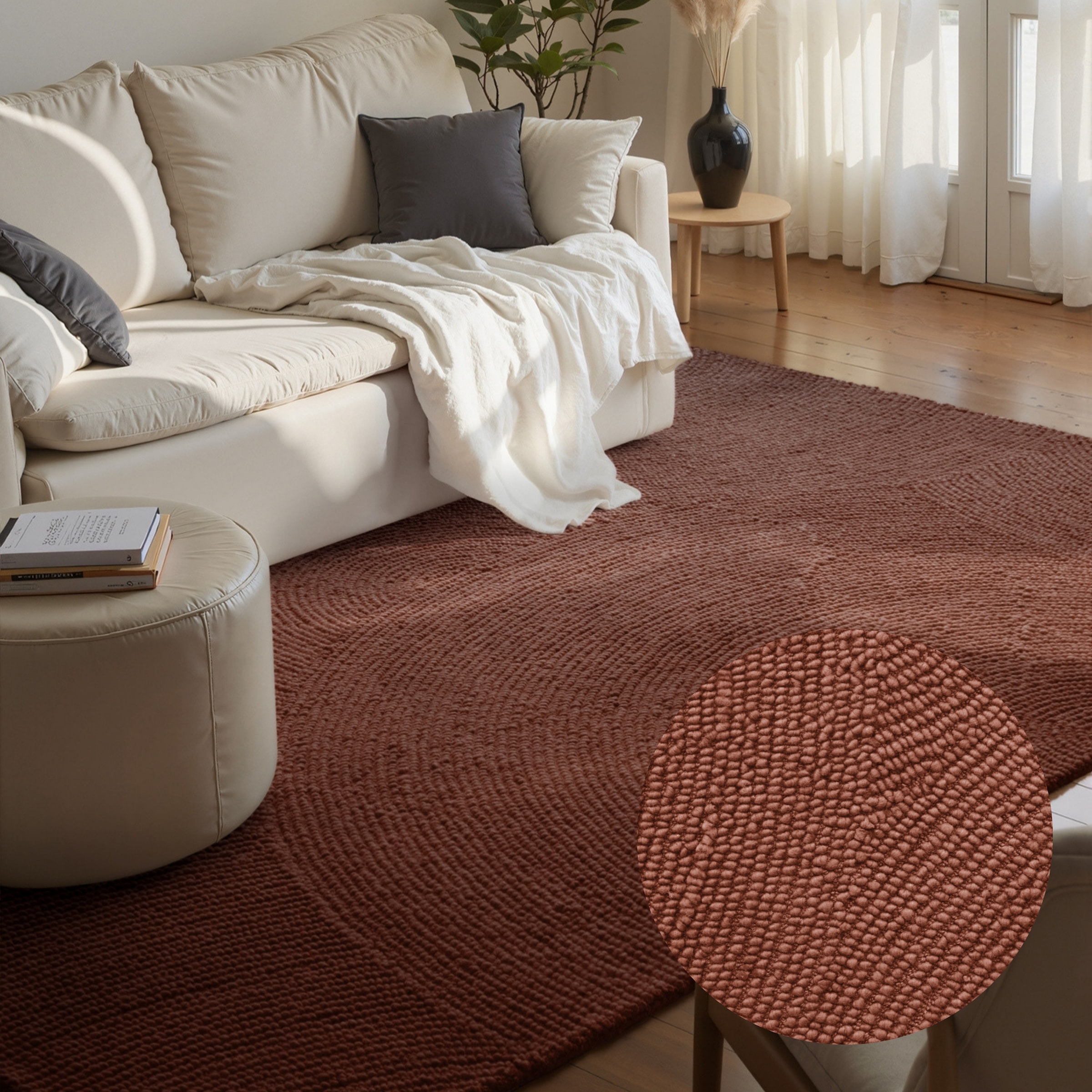 HANSE Home Wollteppich "Calmio, auch als Läufer und in rund" rechteckig 18 mm Höhe Handgetuftet, Wolle, Natur, Wohnzimmer, Schlafzimmer, Skandi, Hygge