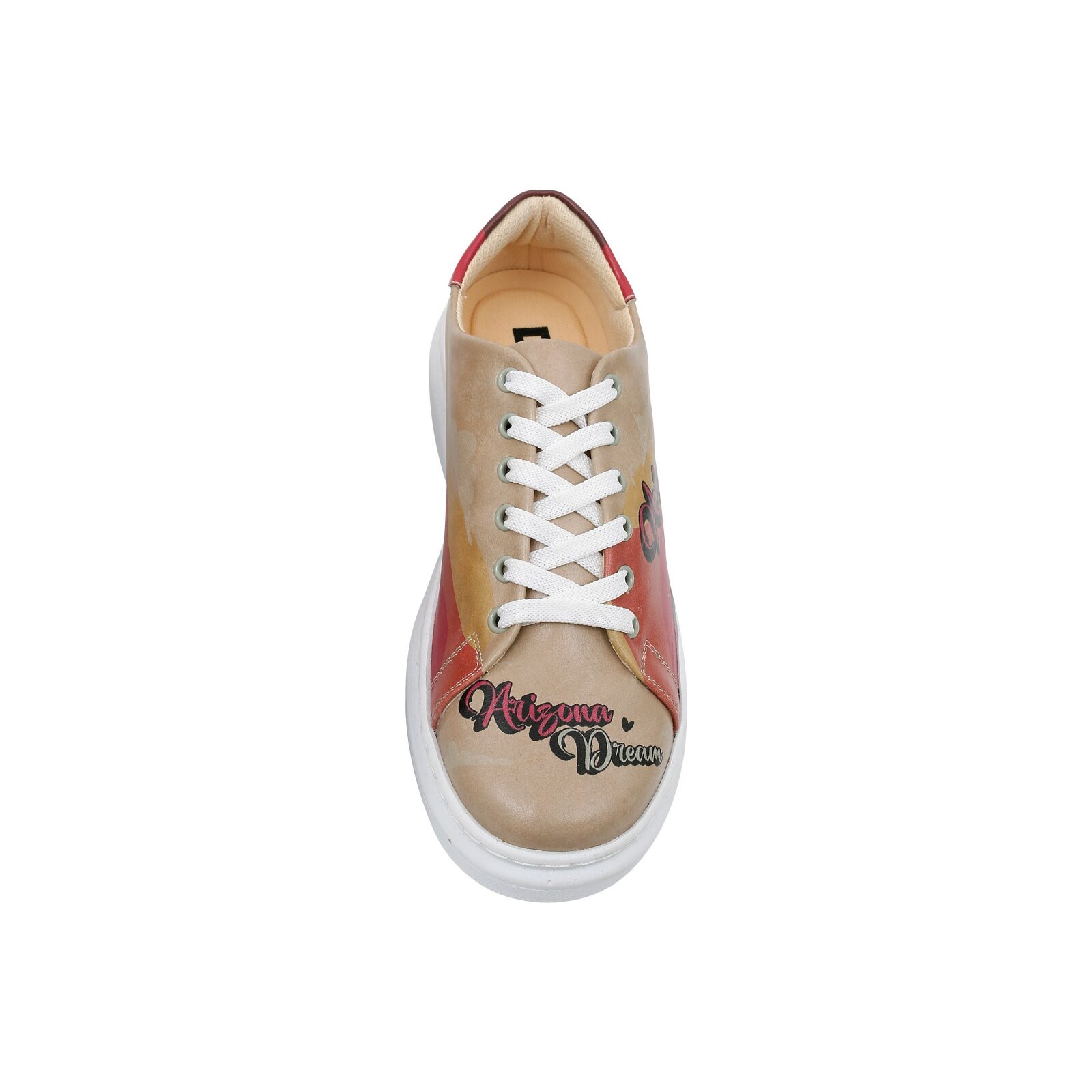 Plateausneaker DOGO "Myra Low-Top Sneaker Smell The Flowers Damen Sneaker, Myra", Damen, Gr. 38, Normalschaft, rot (beige, rot), Lederimitat, Schuhe Plateausneaker, Handgefertigt 3
