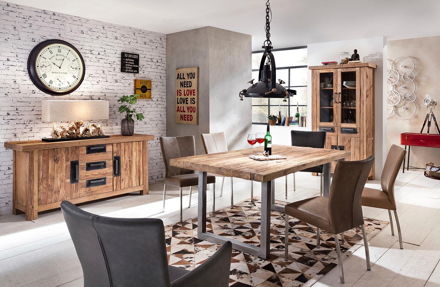 SIT Esstisch "Tops&Tables" mit rustikaler Tischplatte aus recyceltem Althol günstig online kaufen