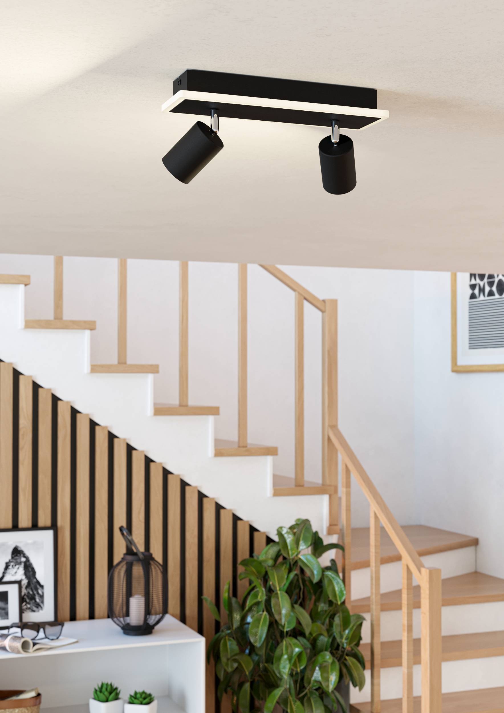 EGLO Deckenleuchte »Rimbocchi 1 Deckenlampe, Metall und Kunststoff, Spotbalken schwenkbar« LED-Modul 1 Stk. Warmweiß Spot - L34 x B10 x H14 cm - schwarz - 12W inkl.