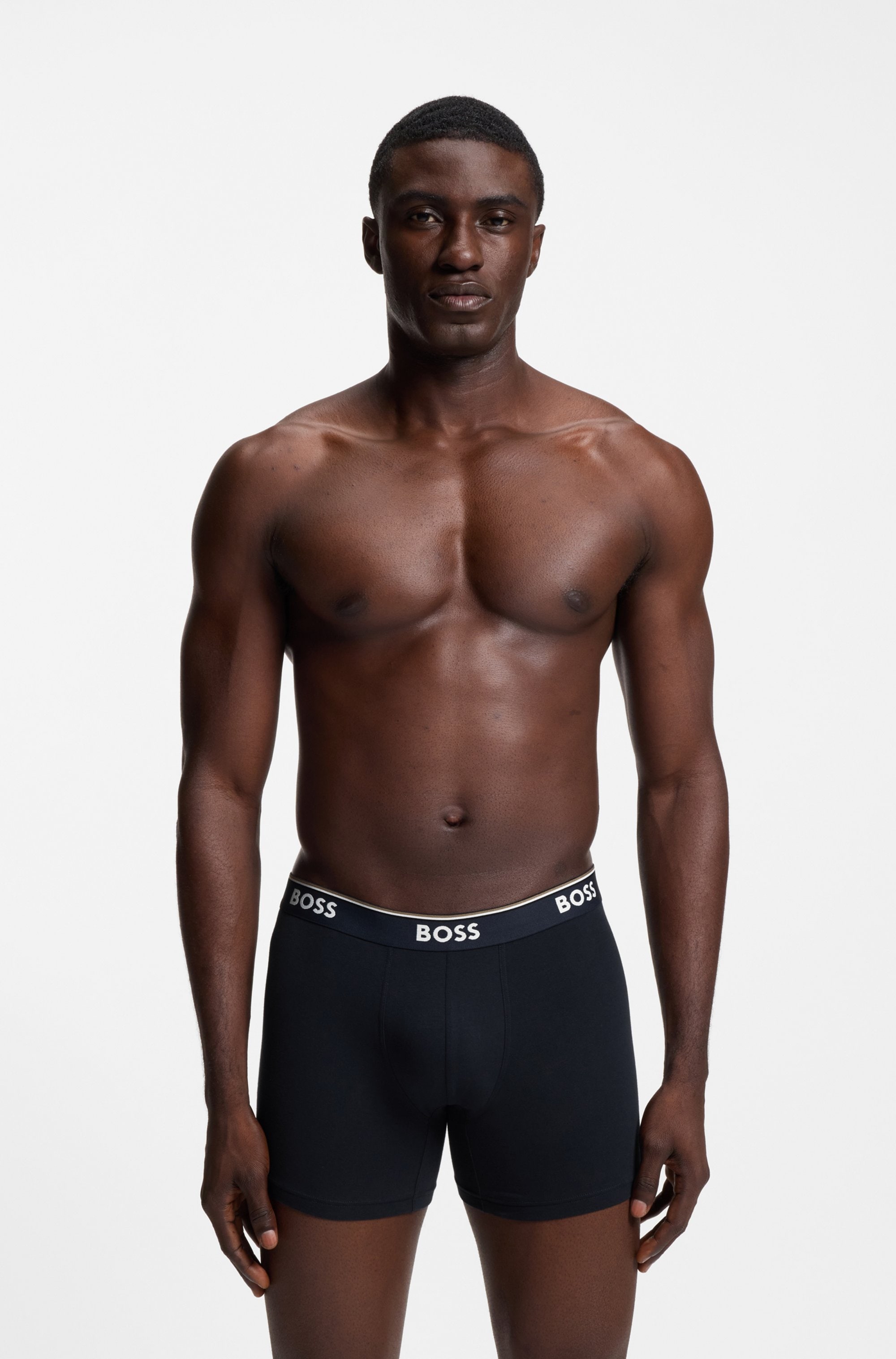 BOSS Boxershorts Packung, 3 Stk. längeres Bein, anliegend, aus Stretch-Baumwolle