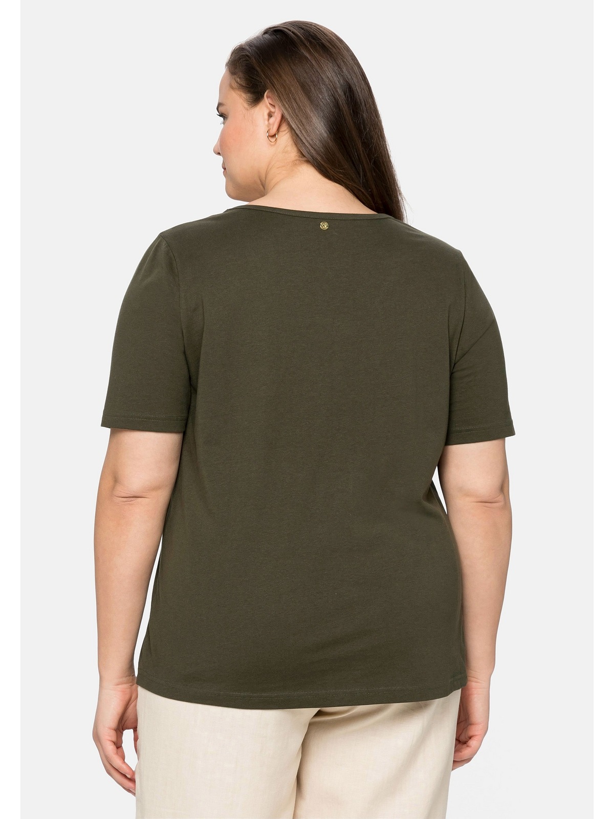Sheego BAUR mit T-Shirt Pailletten-Schriftzug Black schimmerndem »Große | Friday Größen«,