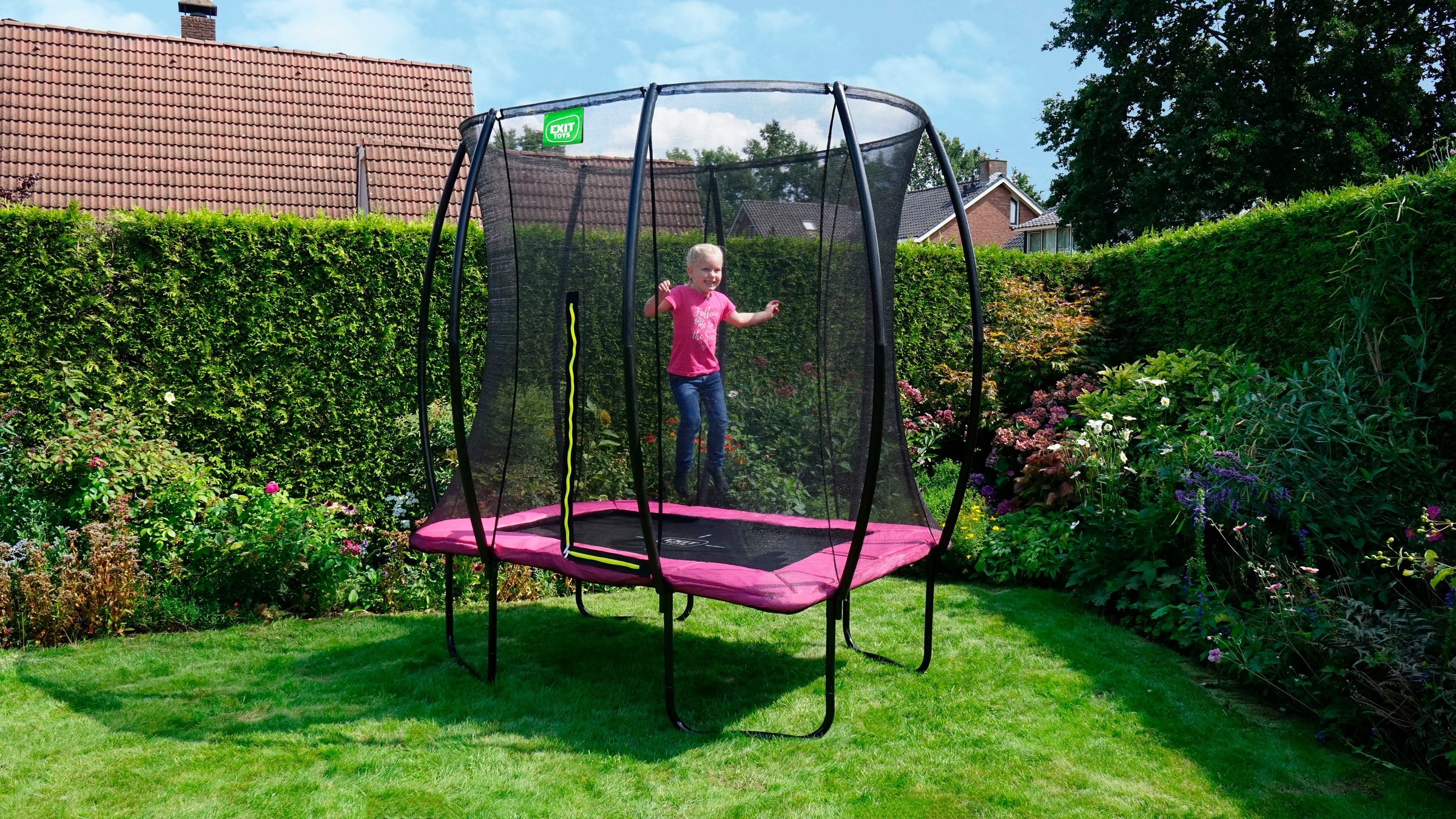 EXIT Gartentrampolin »Silhouette, rosa«, mit Sicherheitsnetz