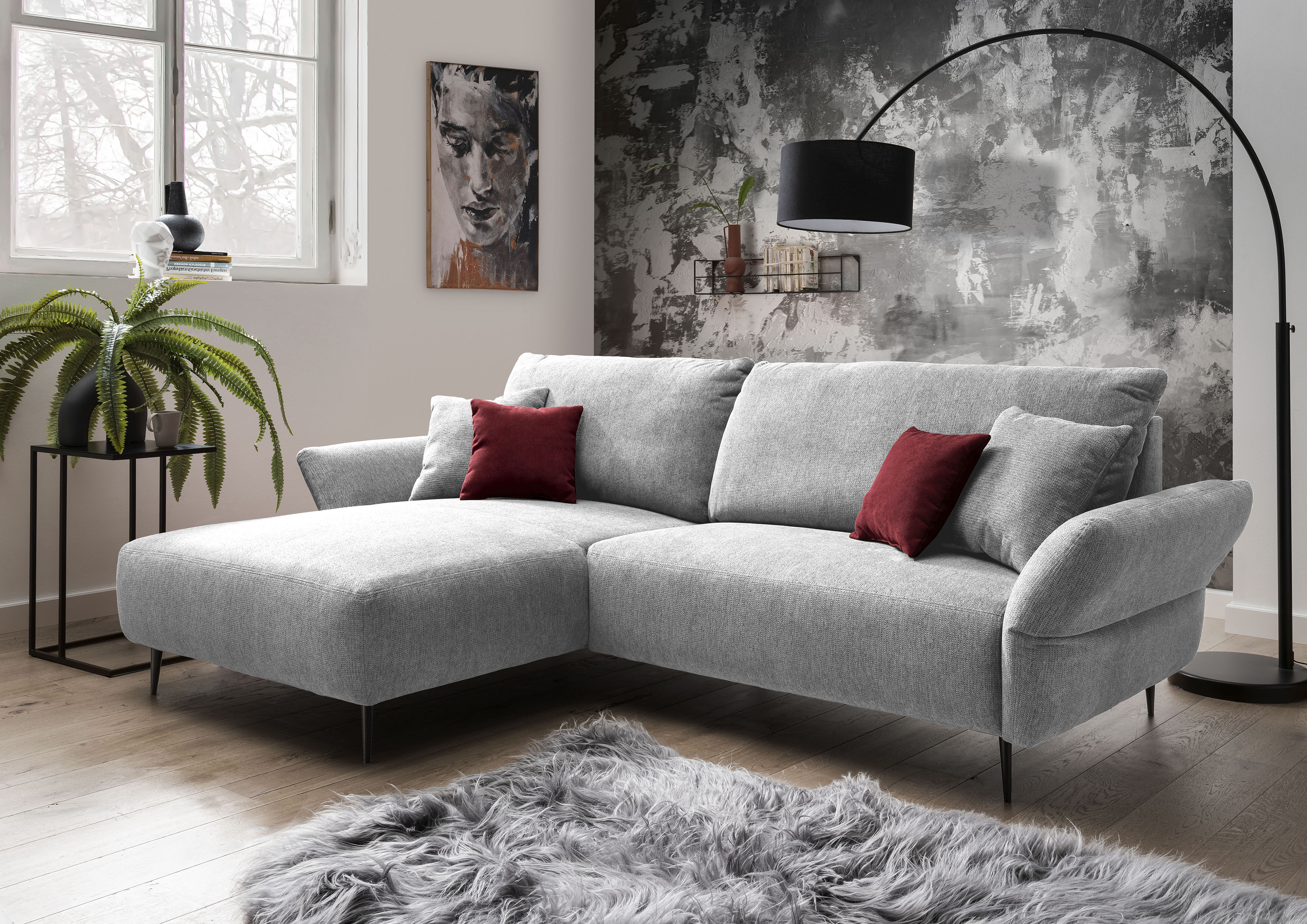 Home affaire Ecksofa "Amarena modern & bequem, verstellbare Armlehnen, L-Form" inklusive Armlehnenverstellfunktion, inkl. 4x Zierkissen