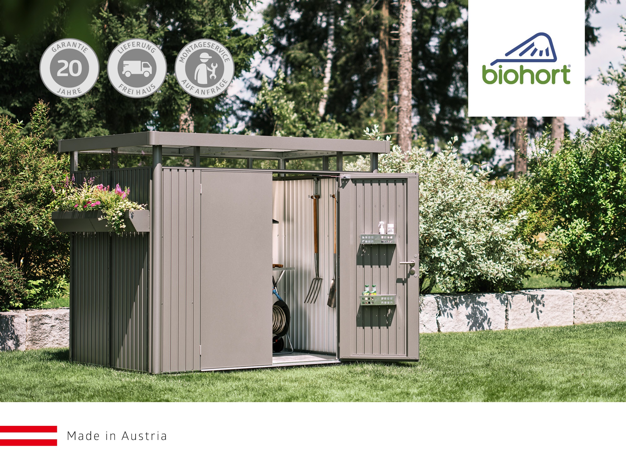 Biohort Mehrzweckschrank »Romeo Gr. M high, verschiedene Farben«, 132x57x181 cm, der ideale Terrassenschrank aus Metall