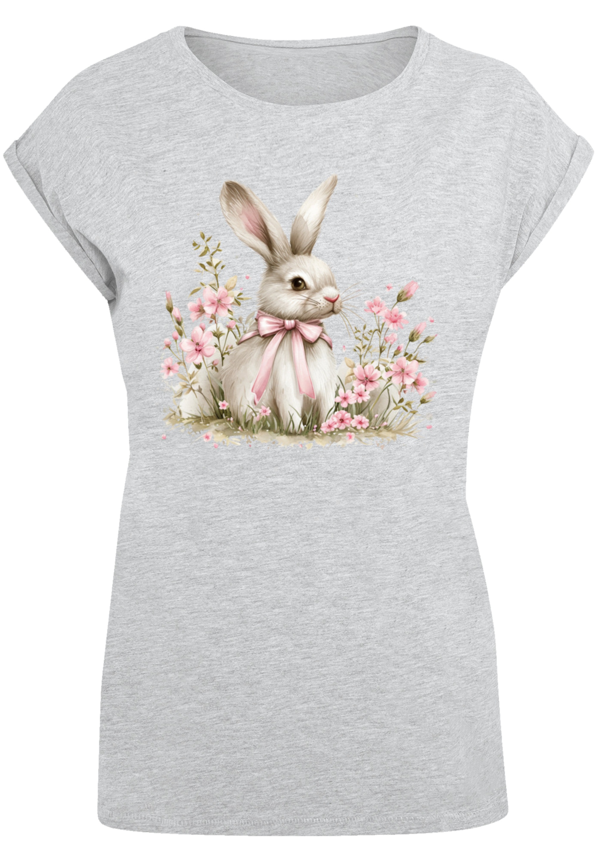 F4NT4STIC T-Shirt »Niedlicher Osterhase mit Blumen«, Premium Qualität