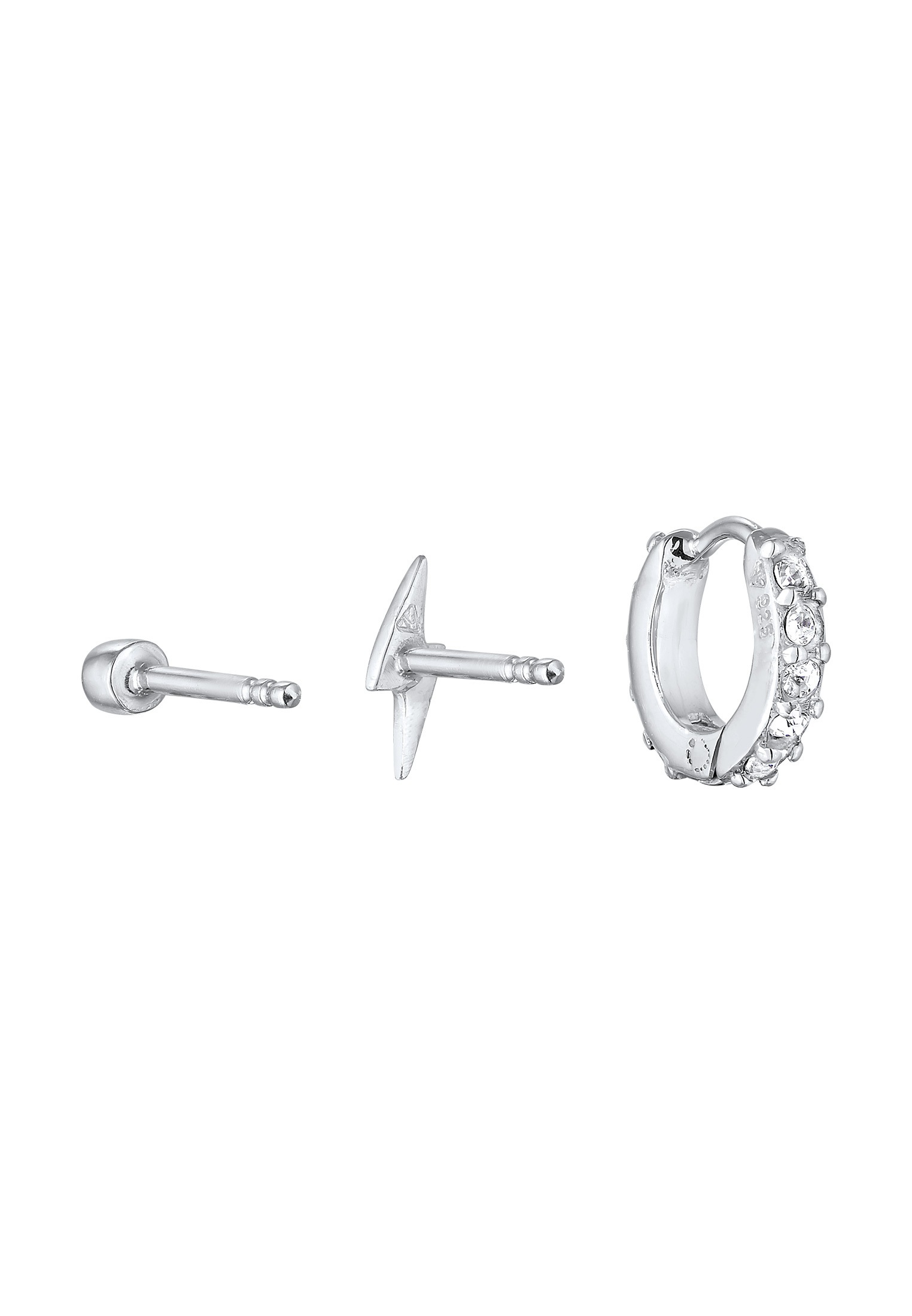 Elli Piercing-Set »Ohrringe Blitz Creole 3er Set 925 Silber, mit Kristallen von Swarovski®«